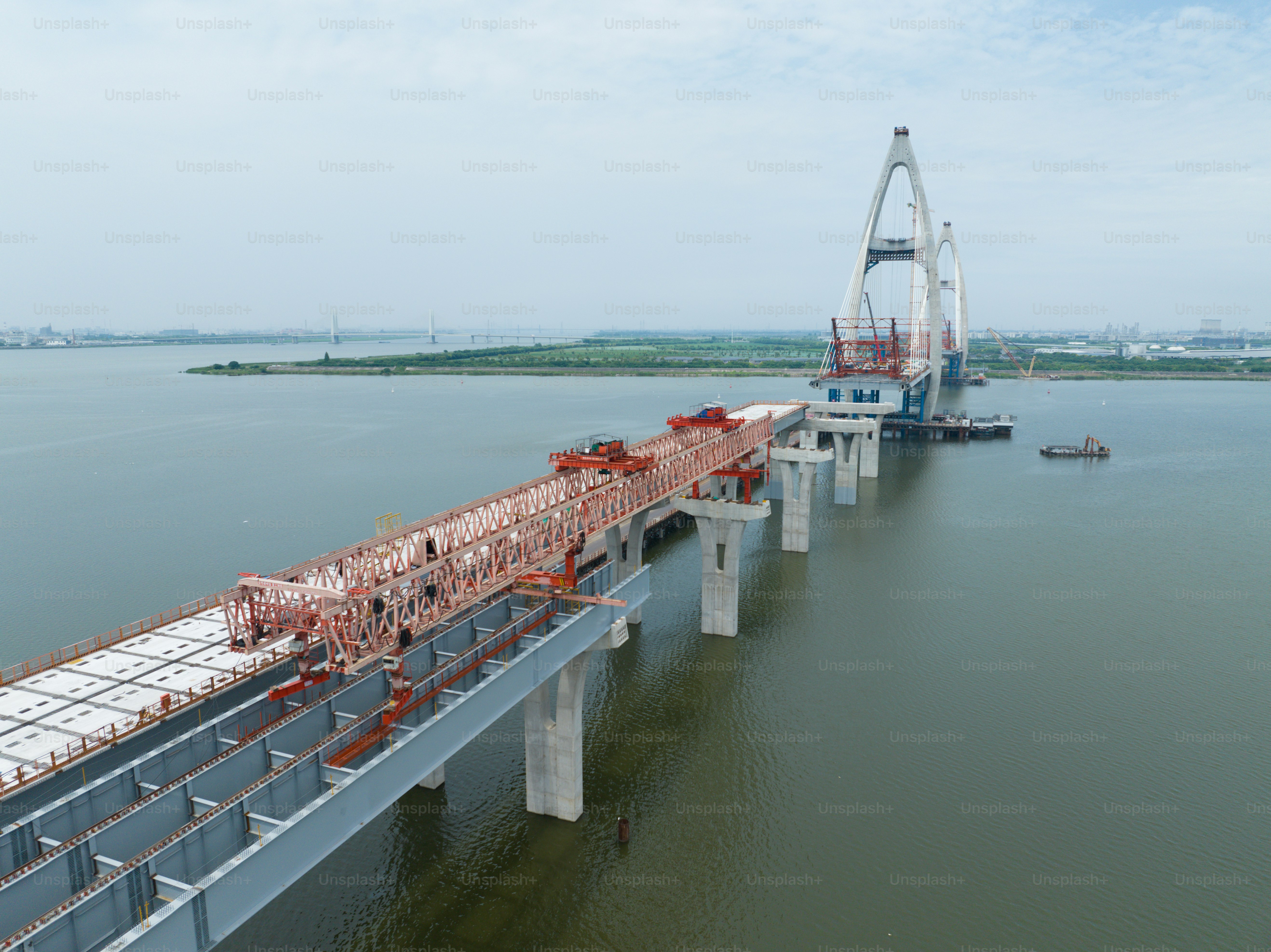 River bridge construction project