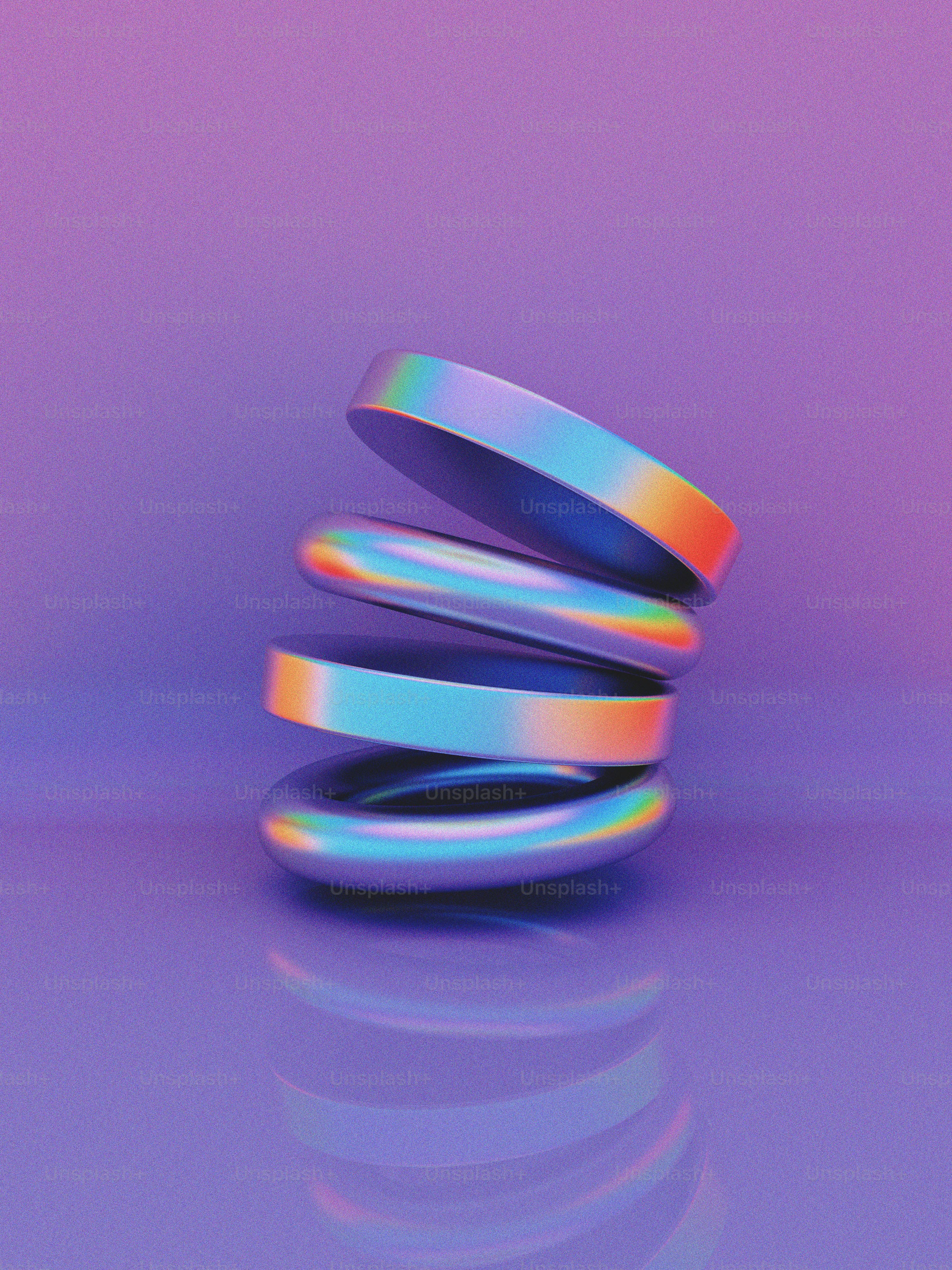 A stack of colorful rings sitting on top of a table