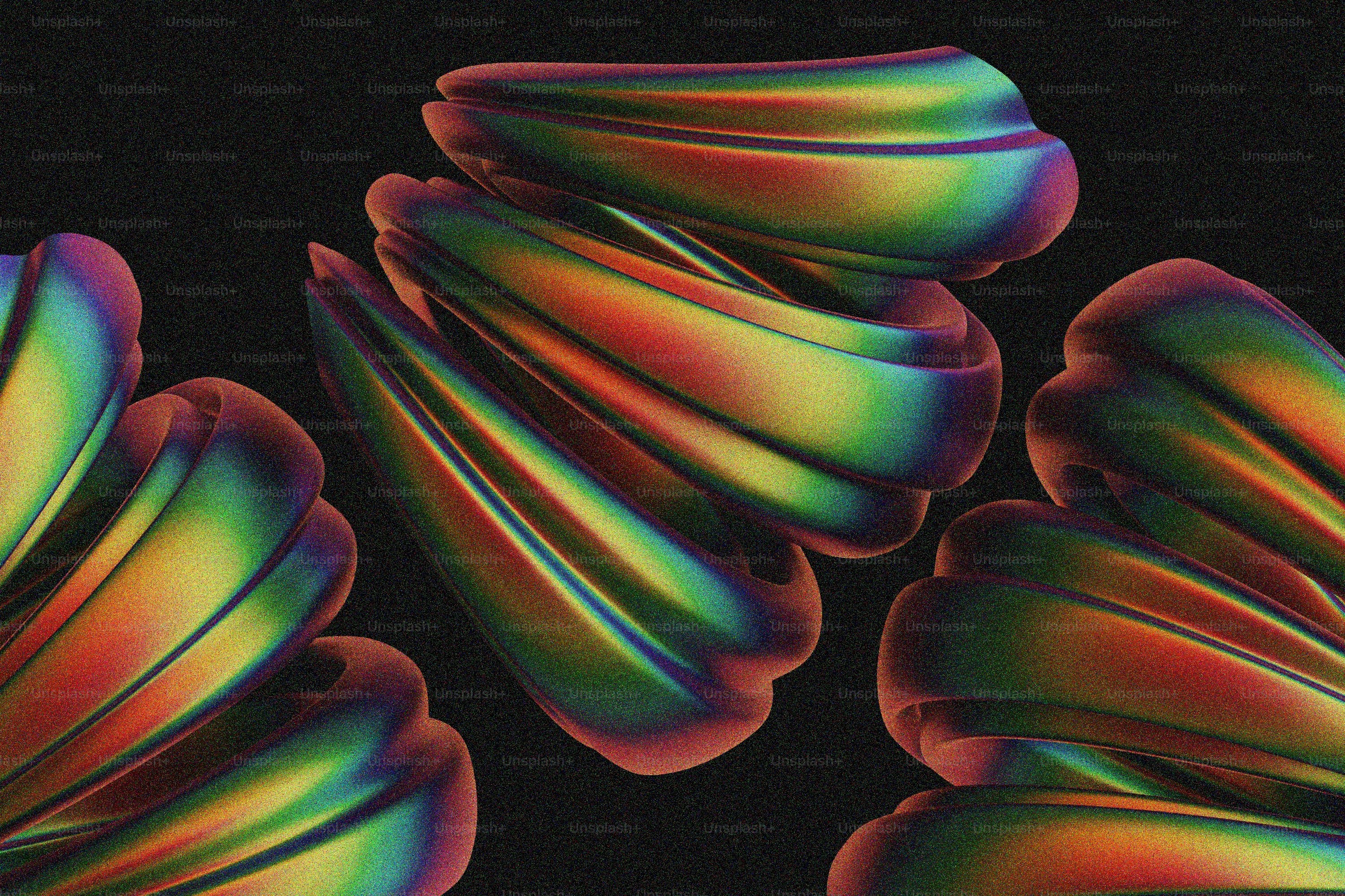 A group of colorful objects on a black background photo – 3d render ...