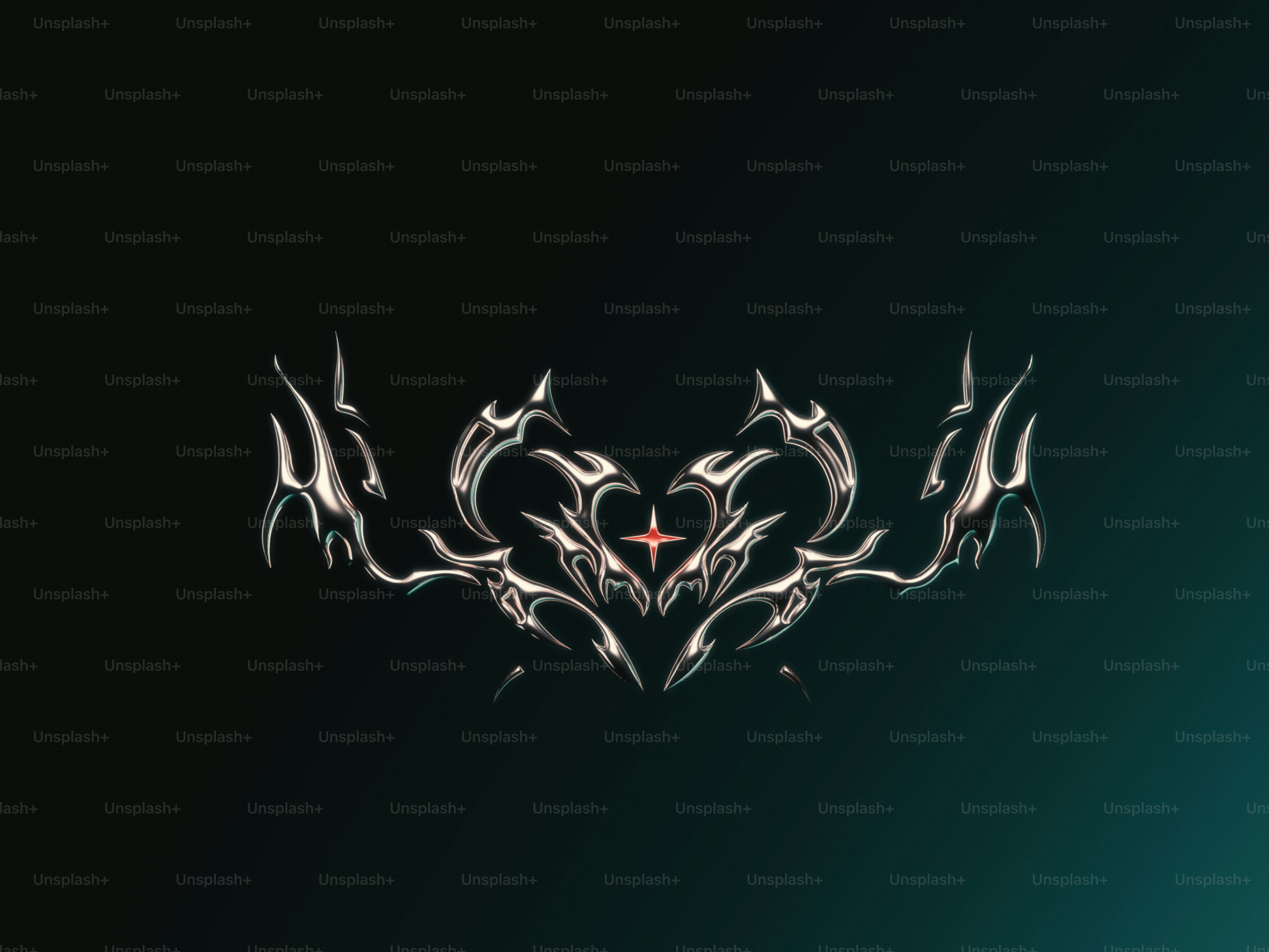 A black and white picture of a heart with horns