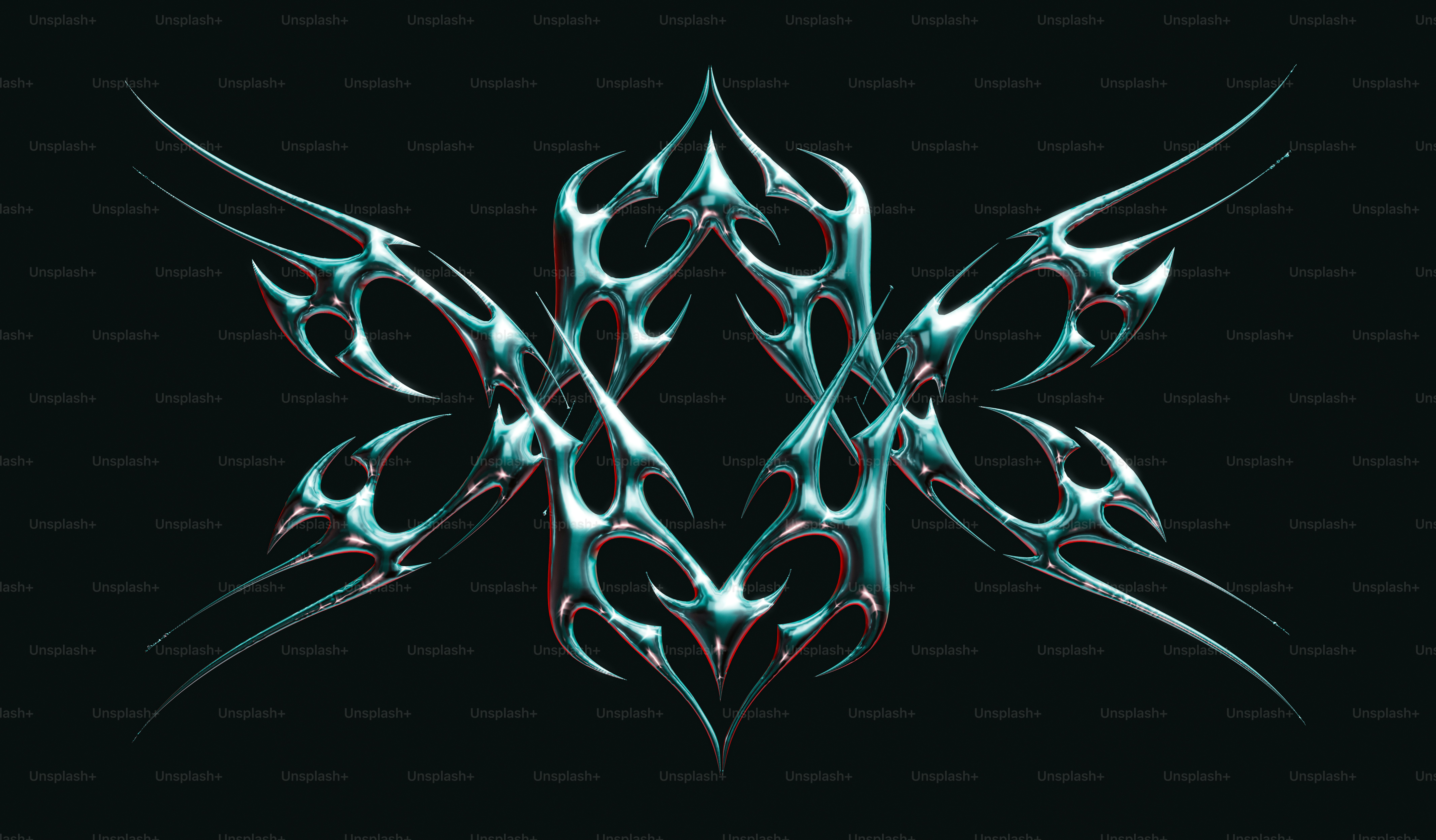 A black background with a blue and red design on it