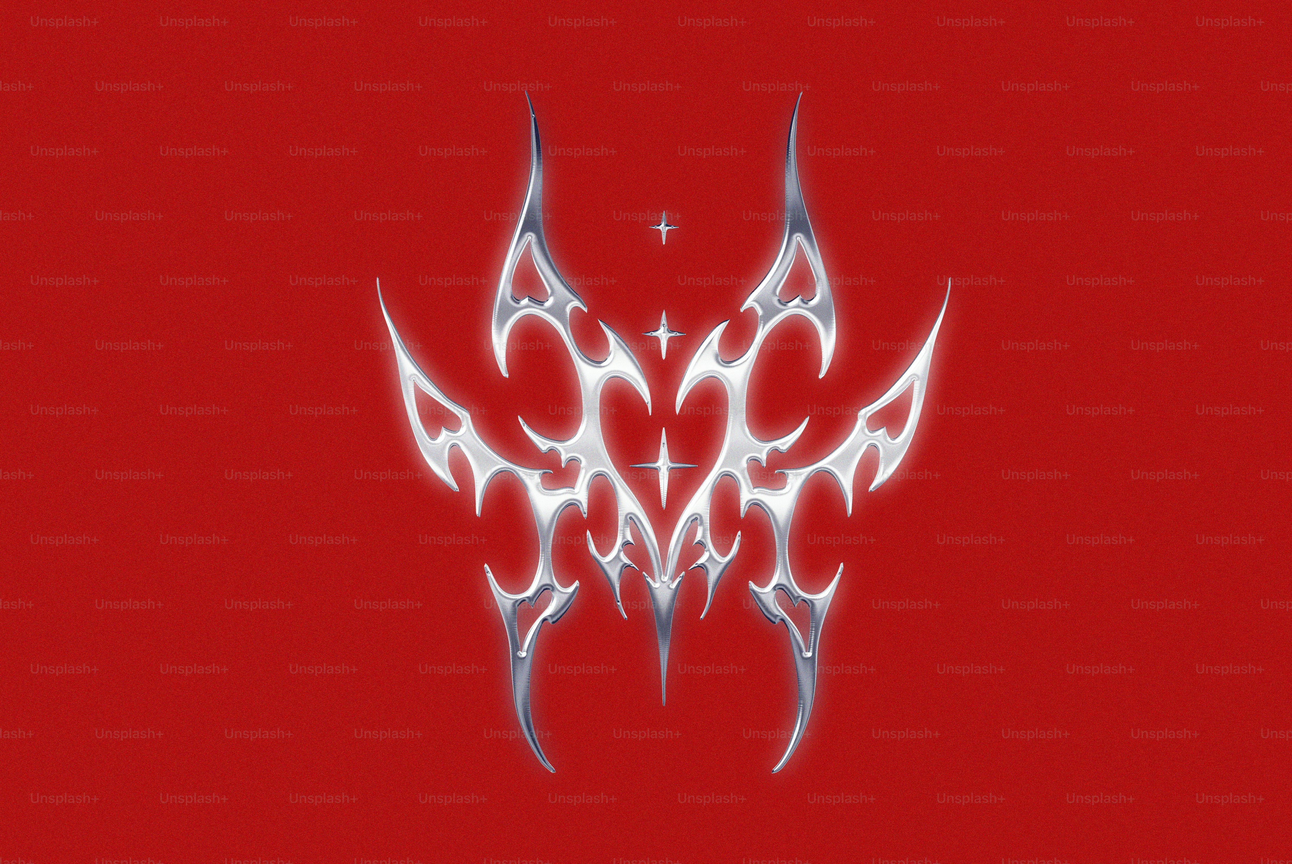 A red background with a white design on it