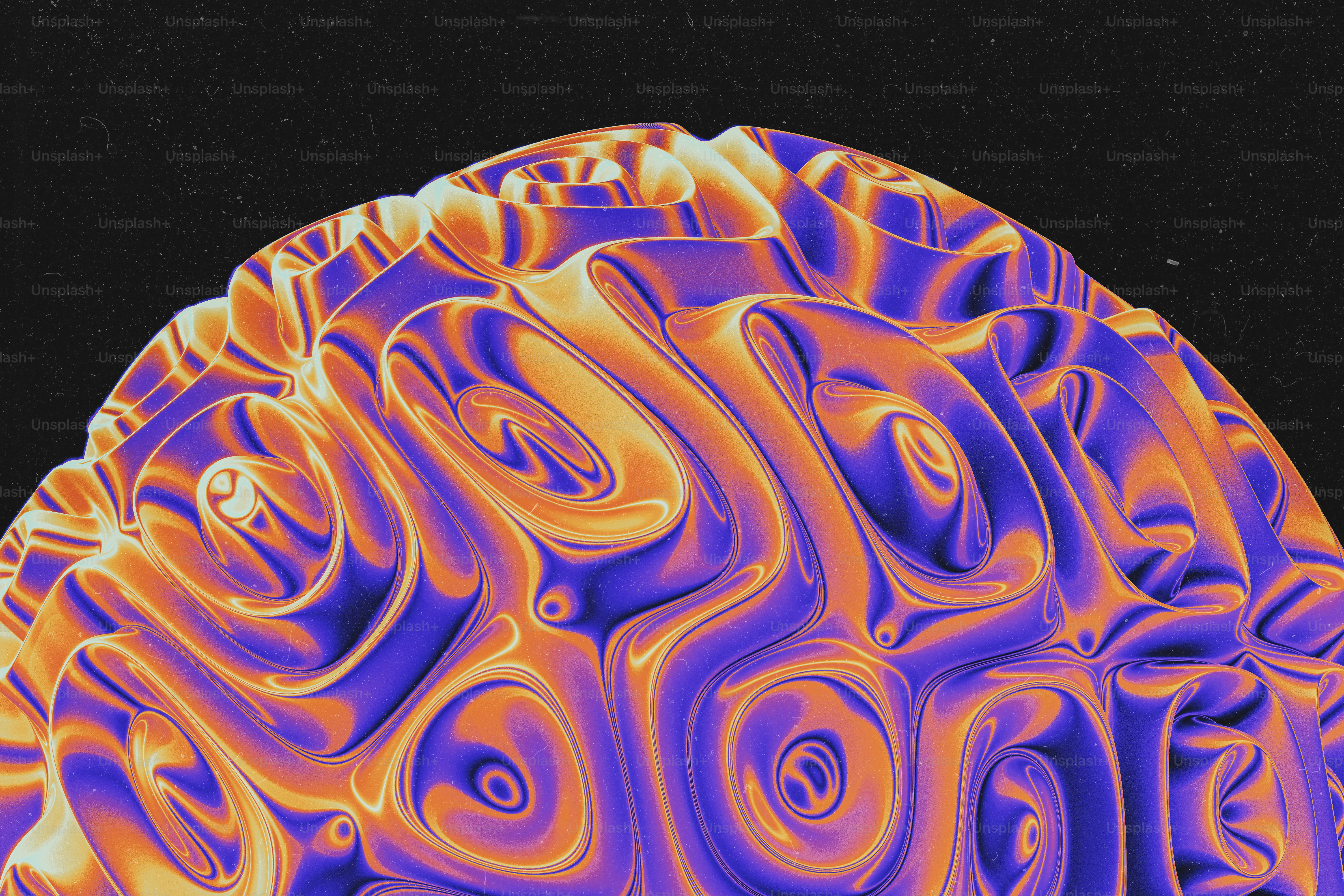 보라색과 주황색 물체의 원형 그림