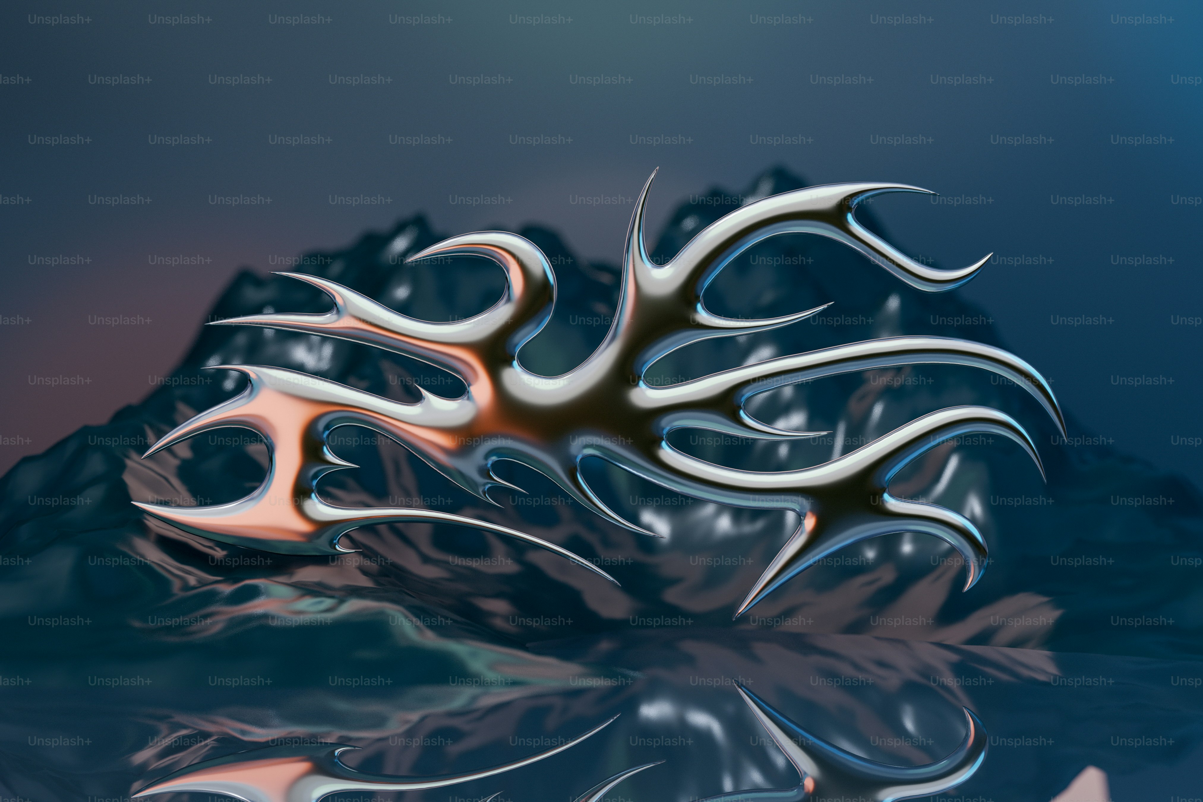 A digital painting of a mountain with a reflection in the water
