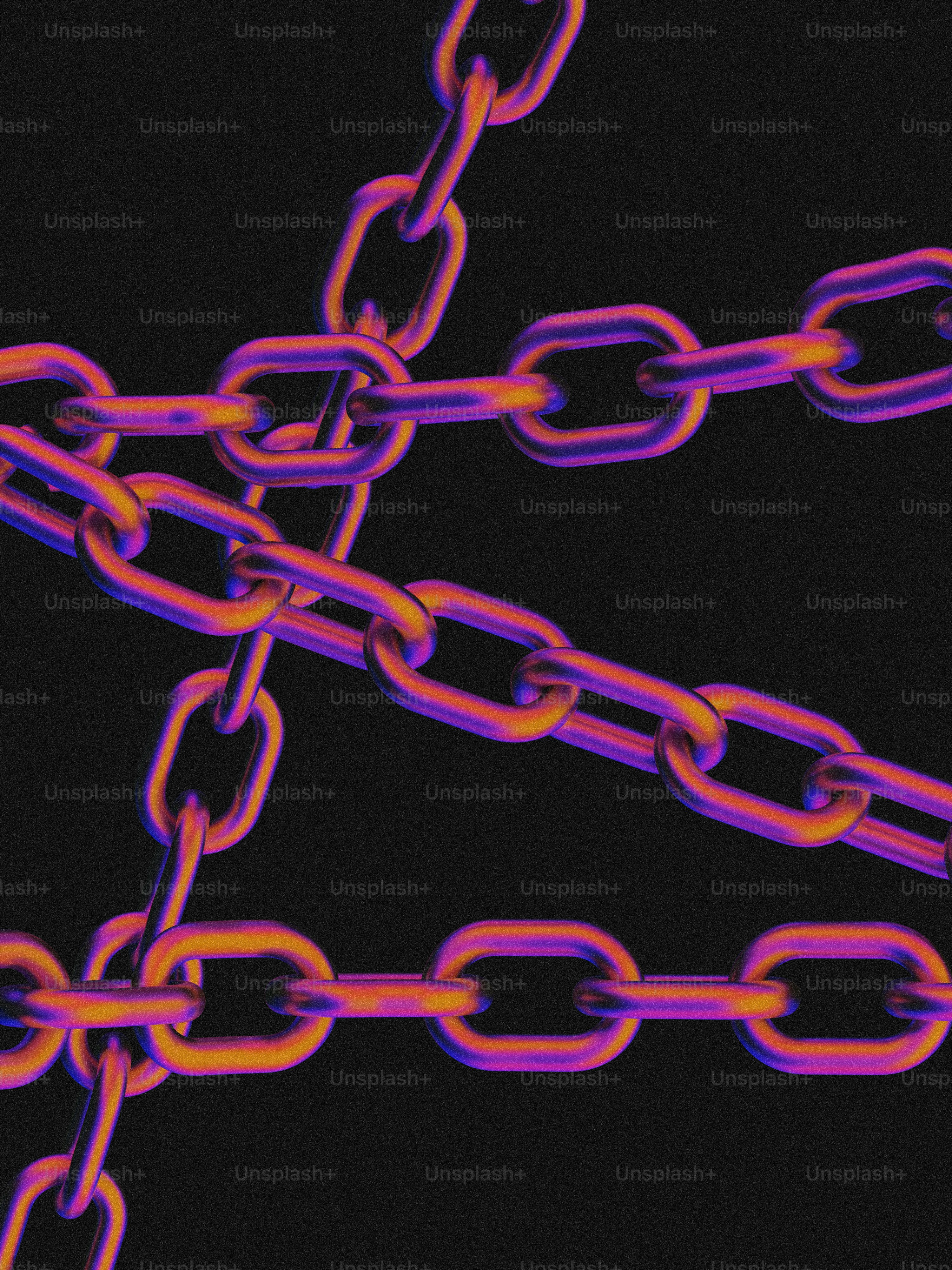 A close up of a chain on a black background