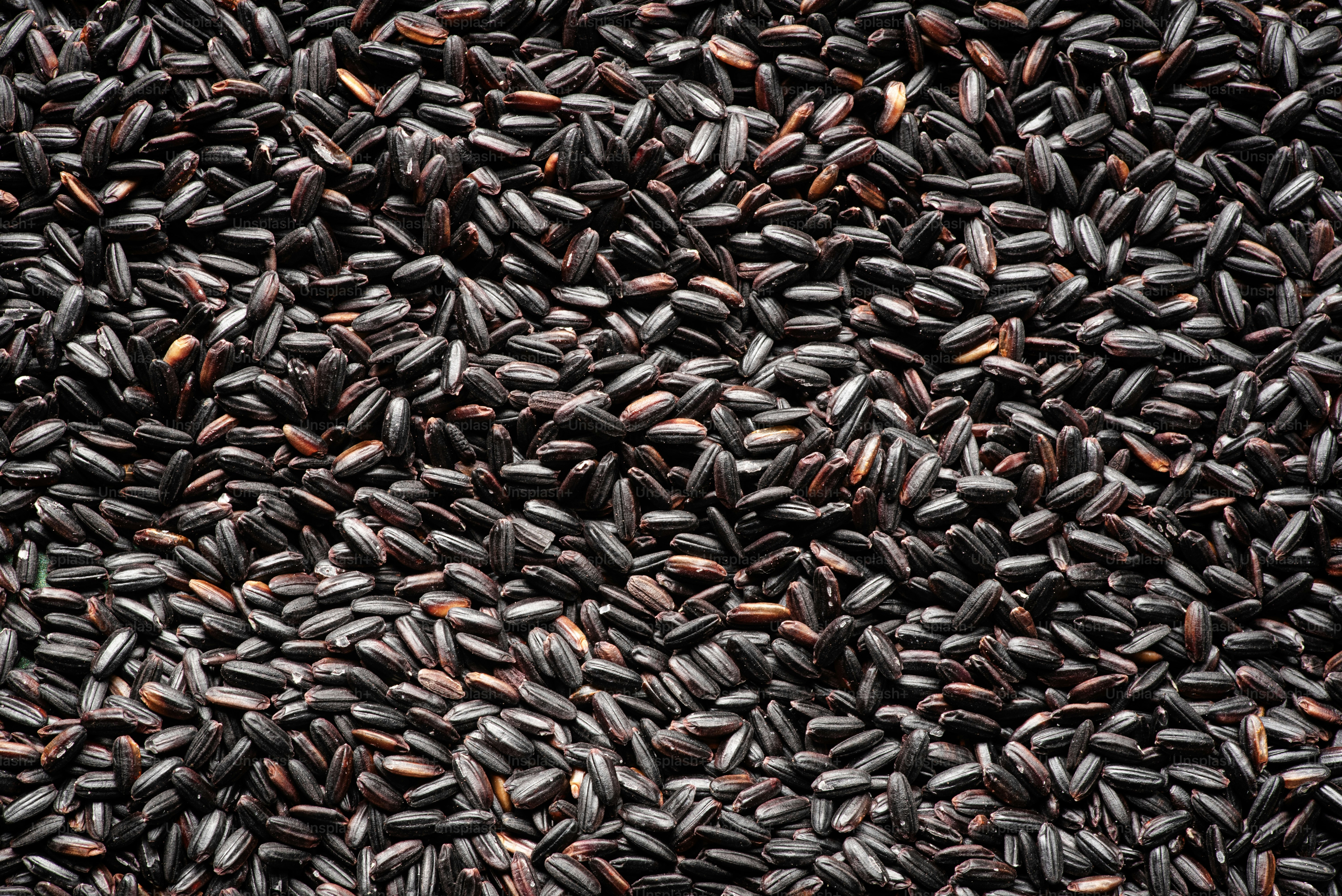 Um close up de um monte de sementes pretas