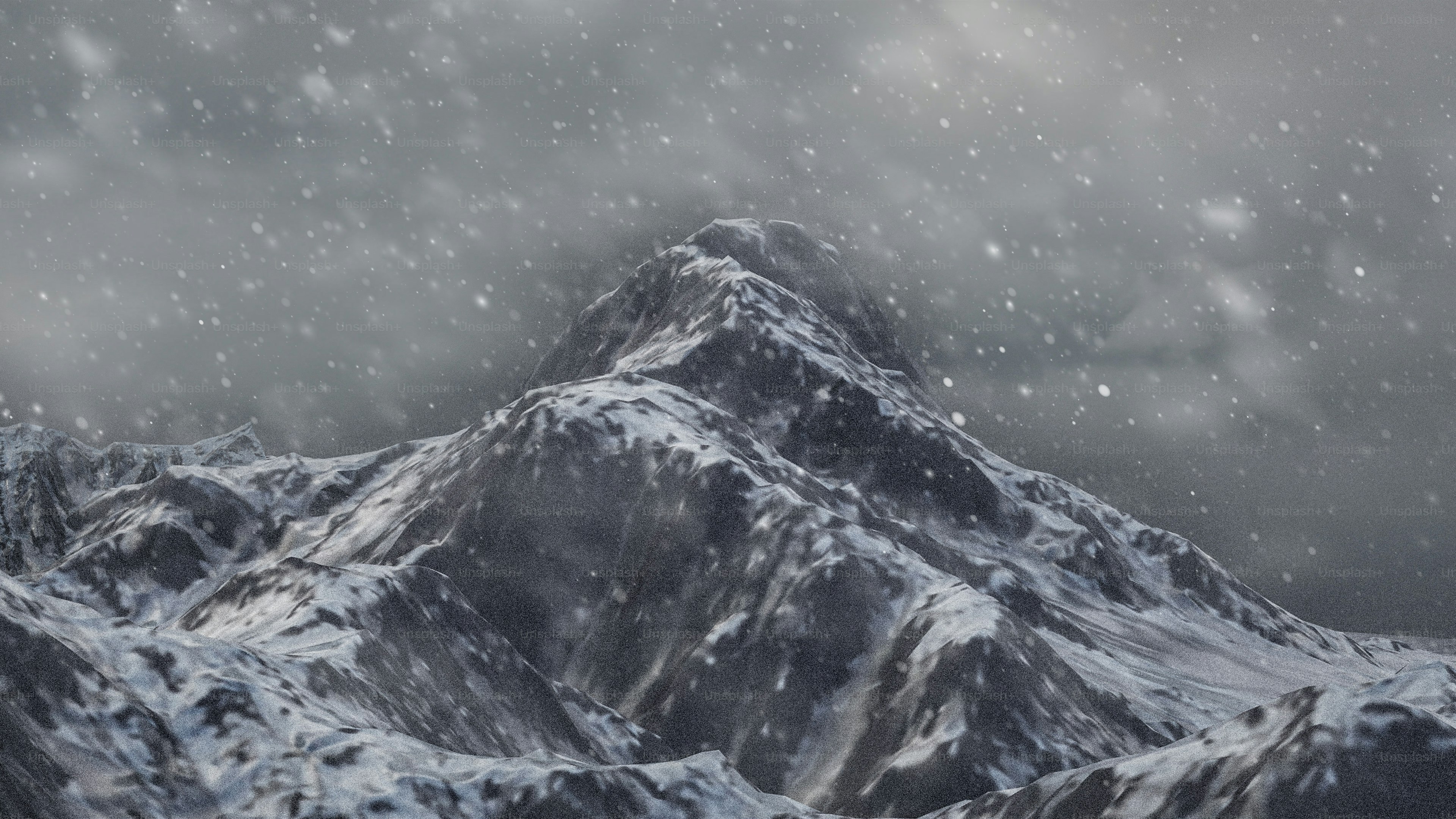 A mountain covered in snow under a cloudy sky photo – Wallpaper
