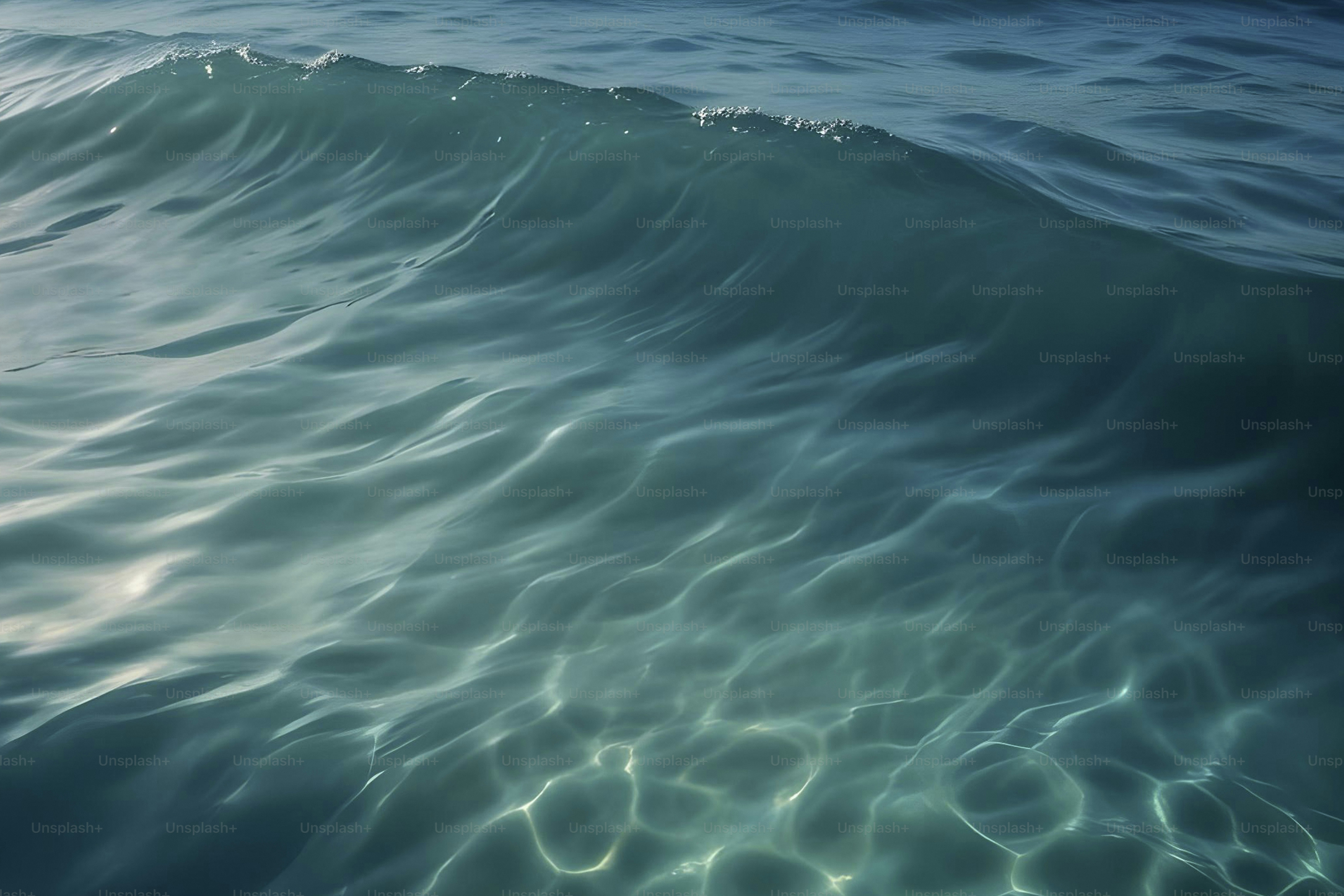 A wave is seen in the ocean water