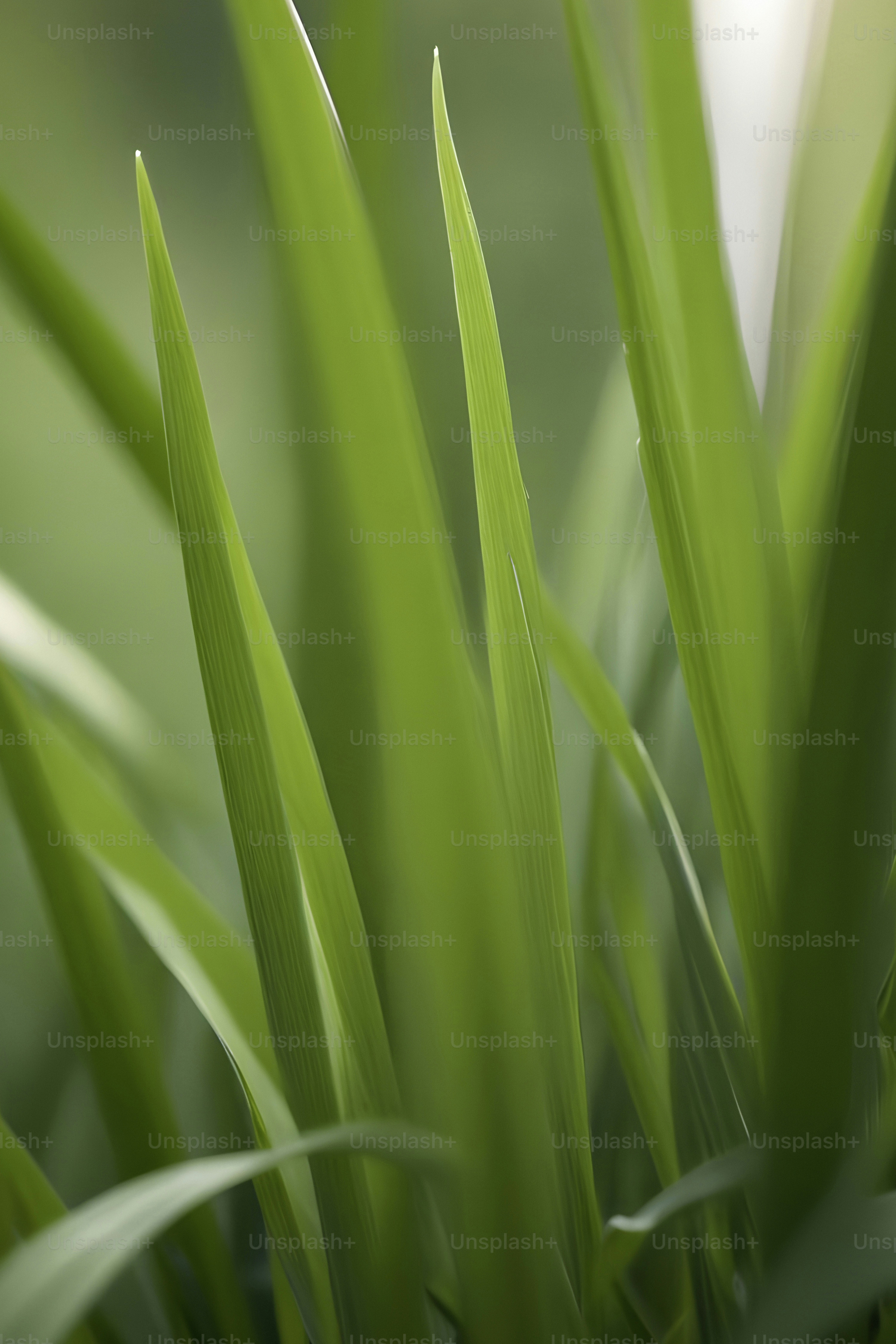 A close up of some green grass with a blurry background