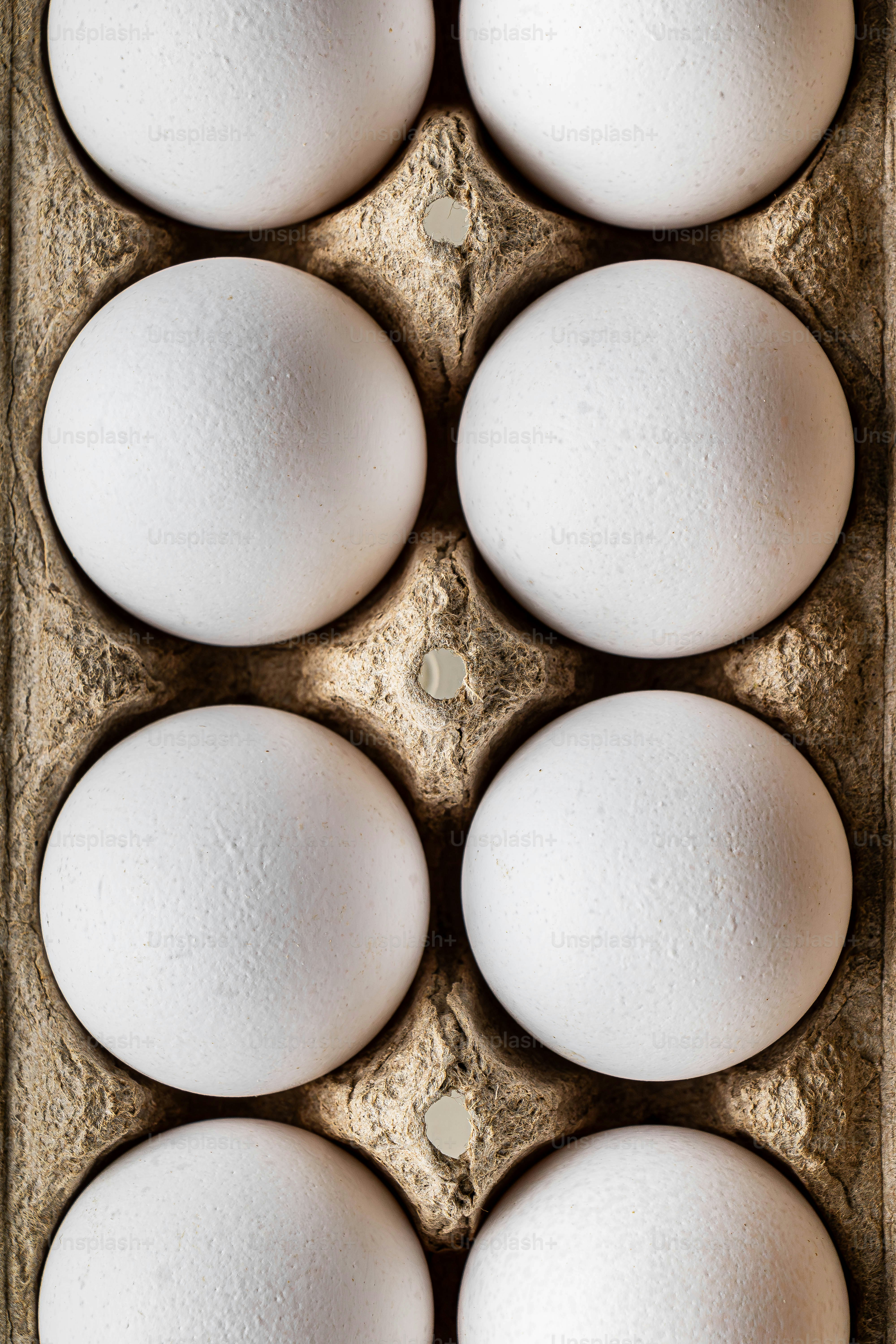 Ein Dutzend Eier in einem Karton auf einem Tisch