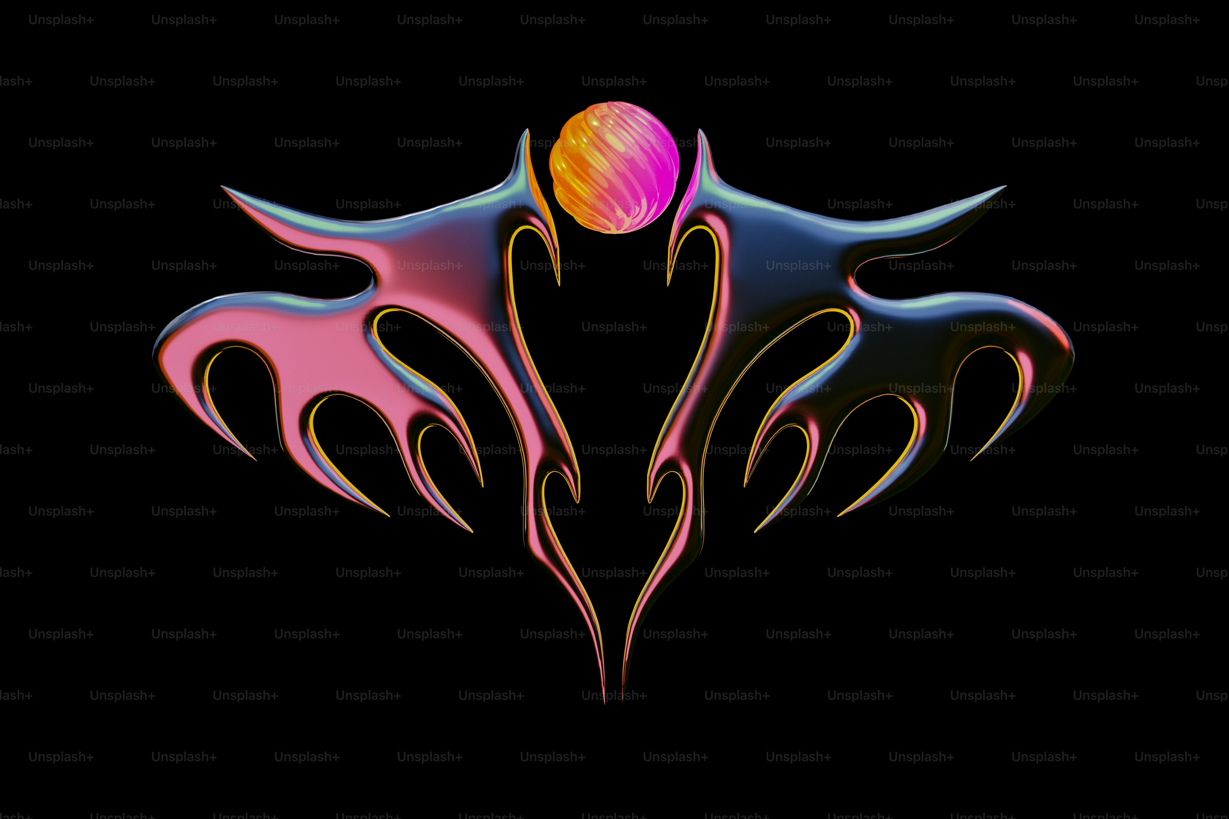 Uno sfondo nero con un design rosa e blu