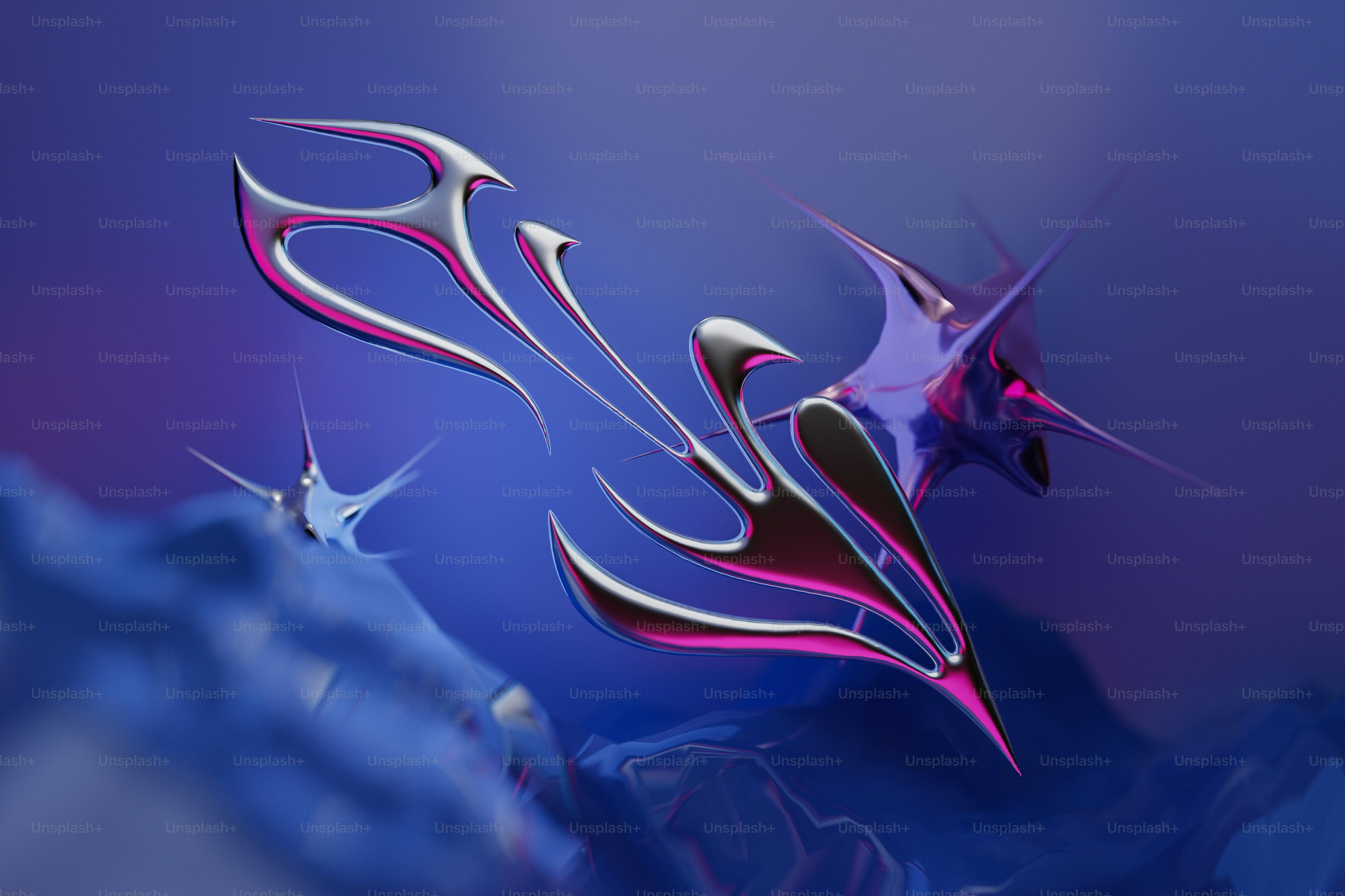 Uno sfondo astratto blu e viola con un drago