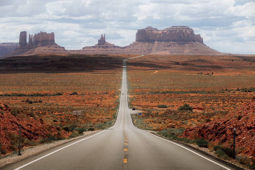 A long road in the middle of a desert