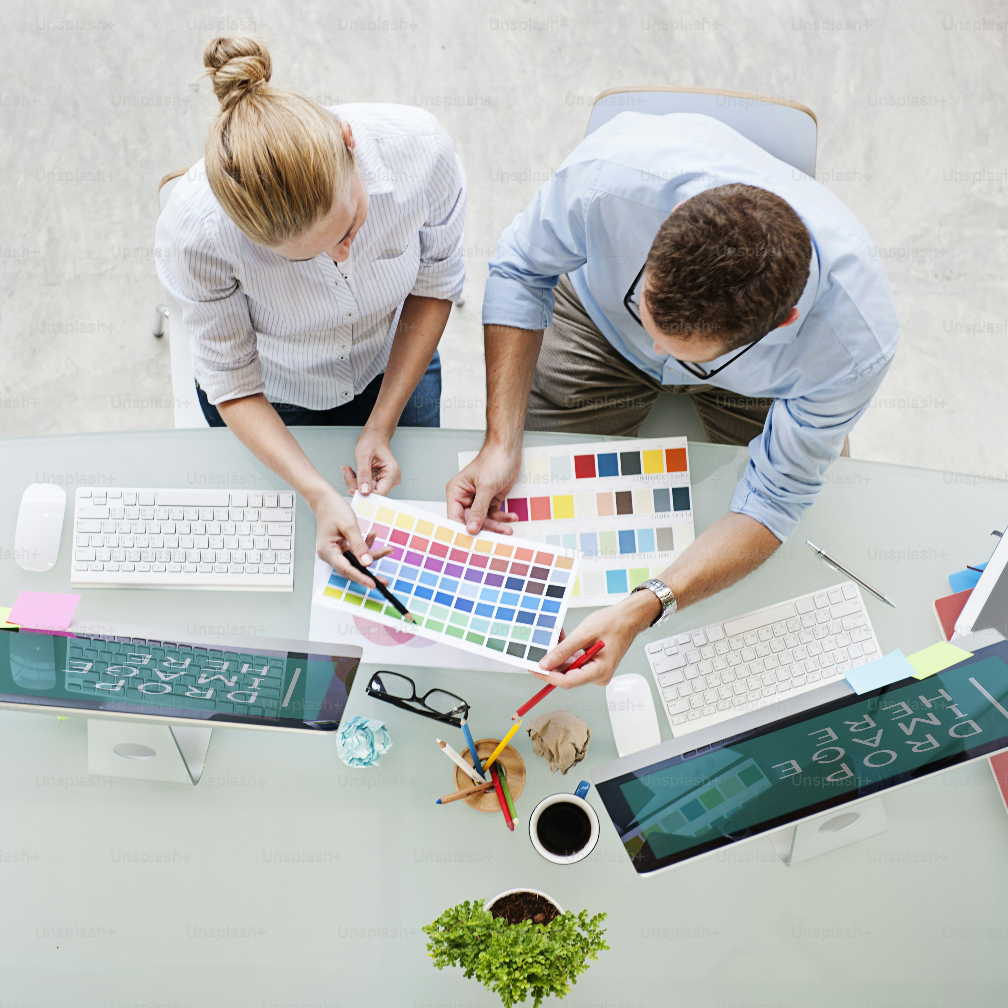 Color Swatch Selecting Couple Digital Device Design Concept