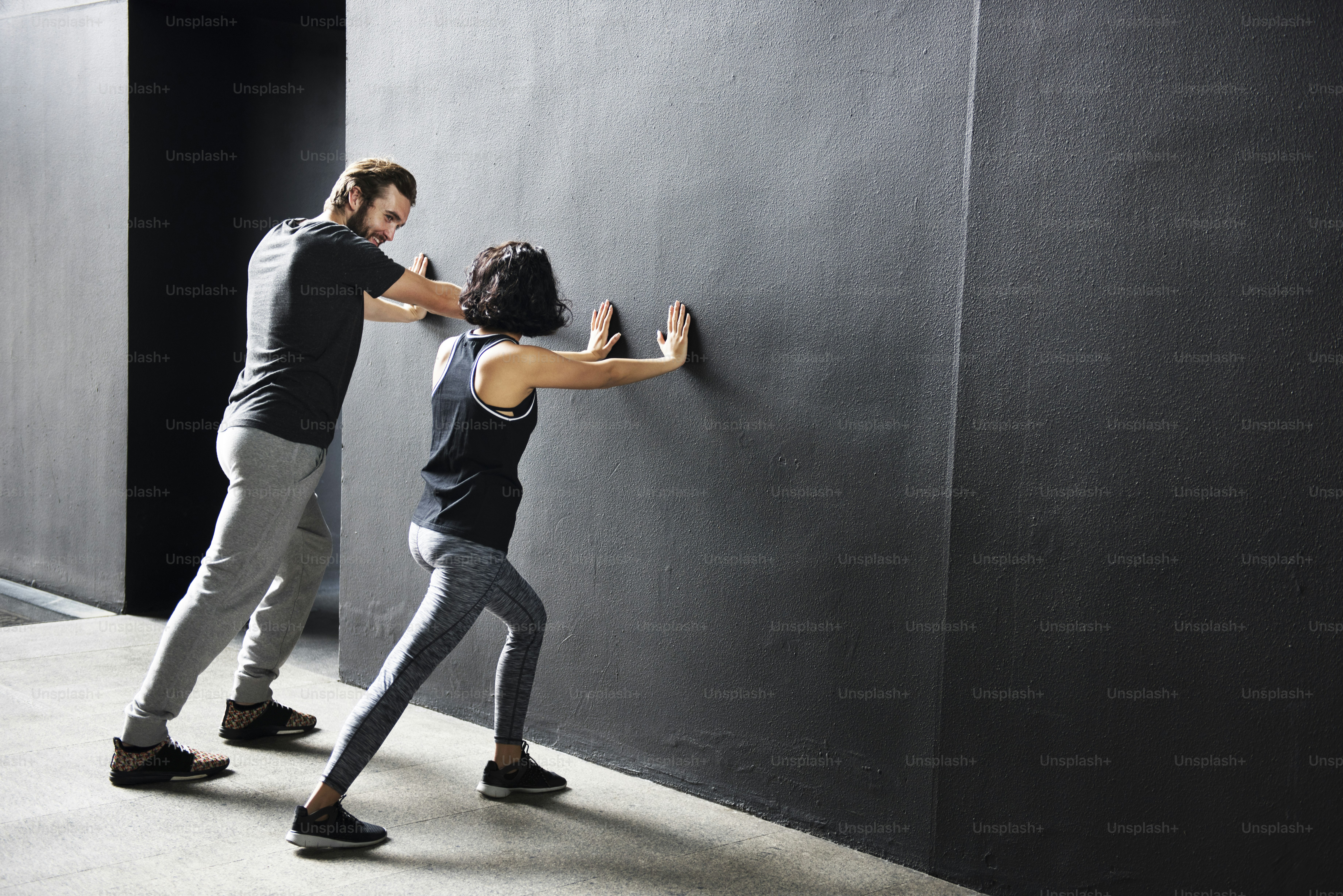 Couple Exercise Adult Athlete Sporty Training Concept