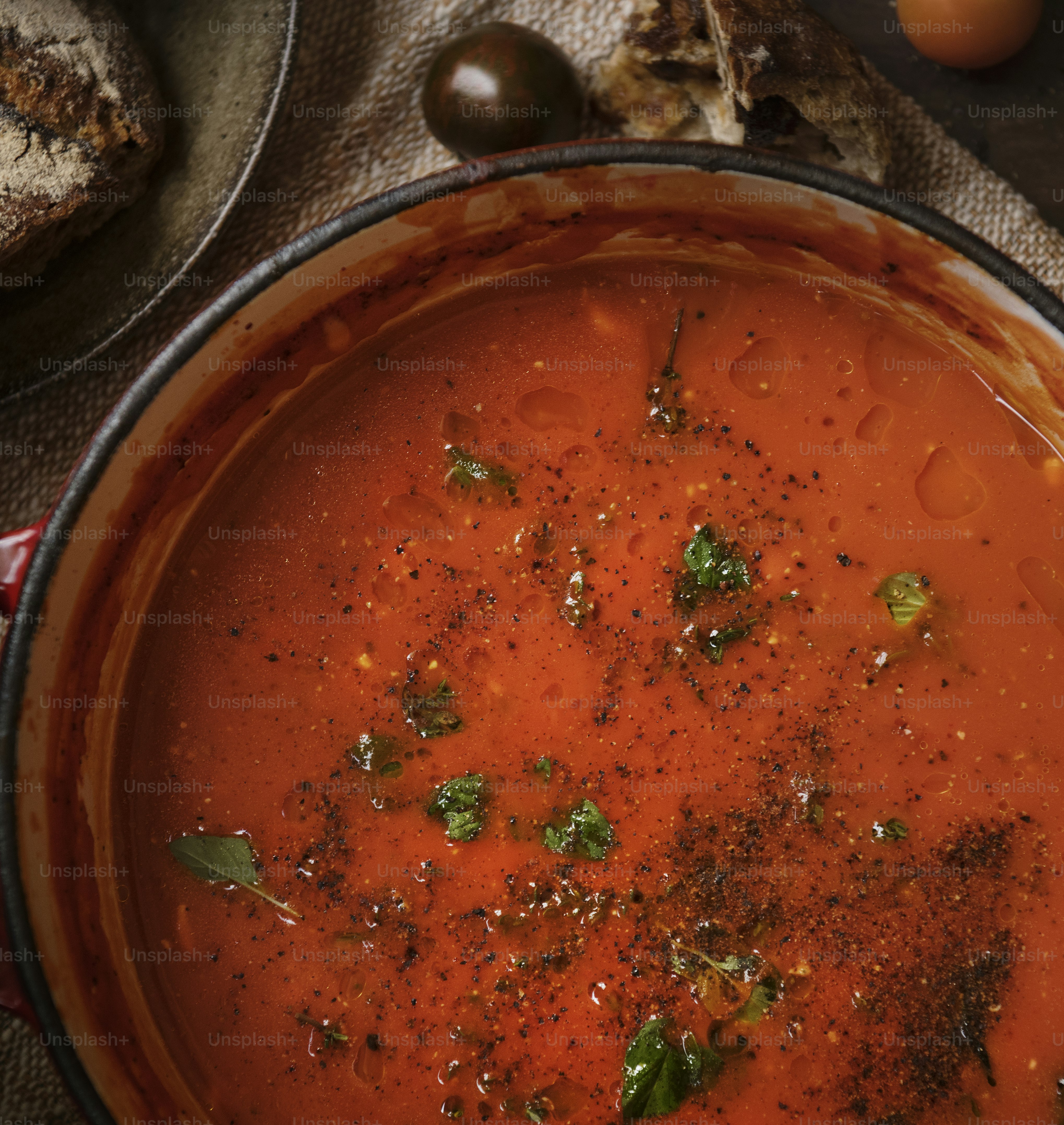 Tomato soup food photography recipe idea