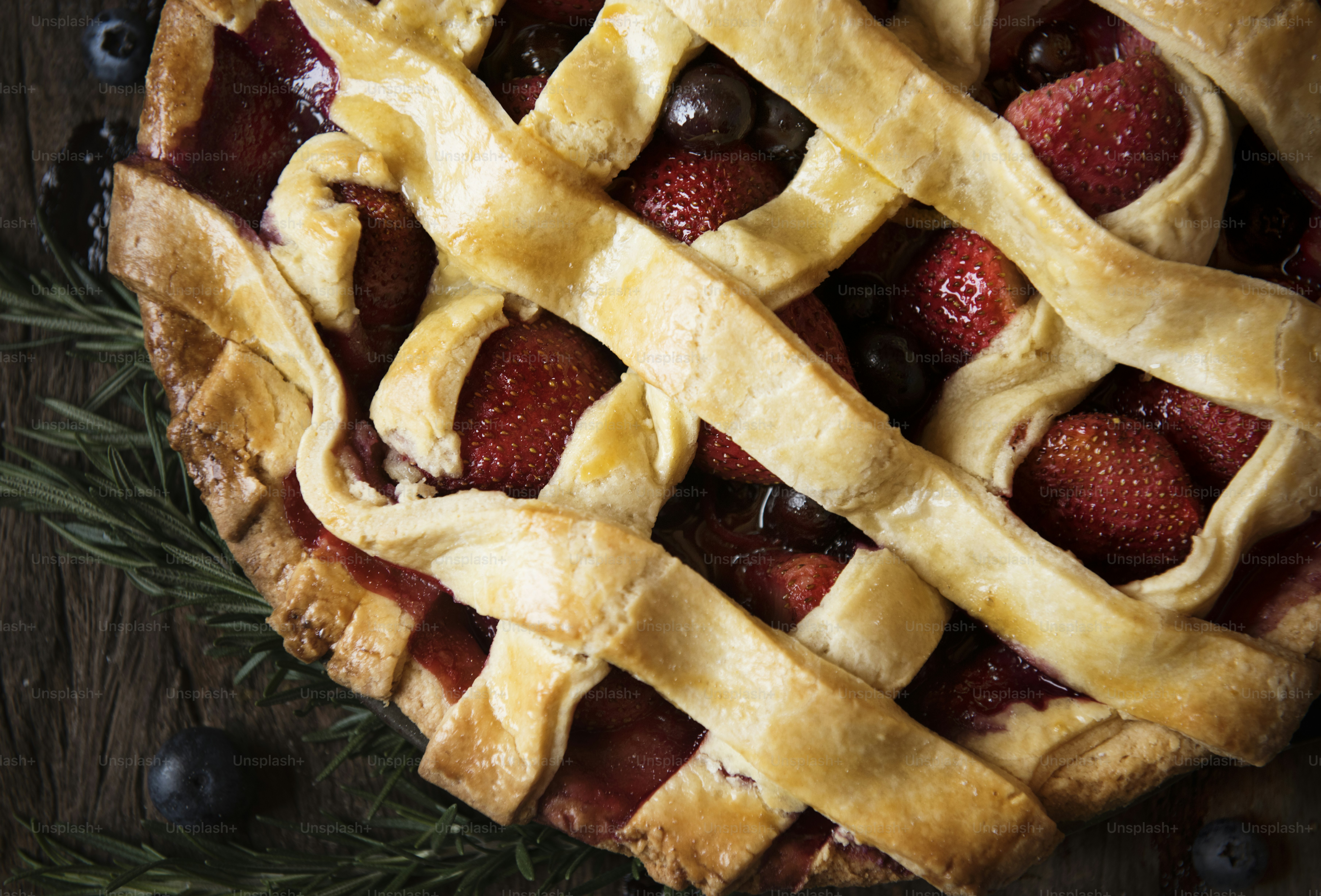 Strawberry pie food photography recipe idea