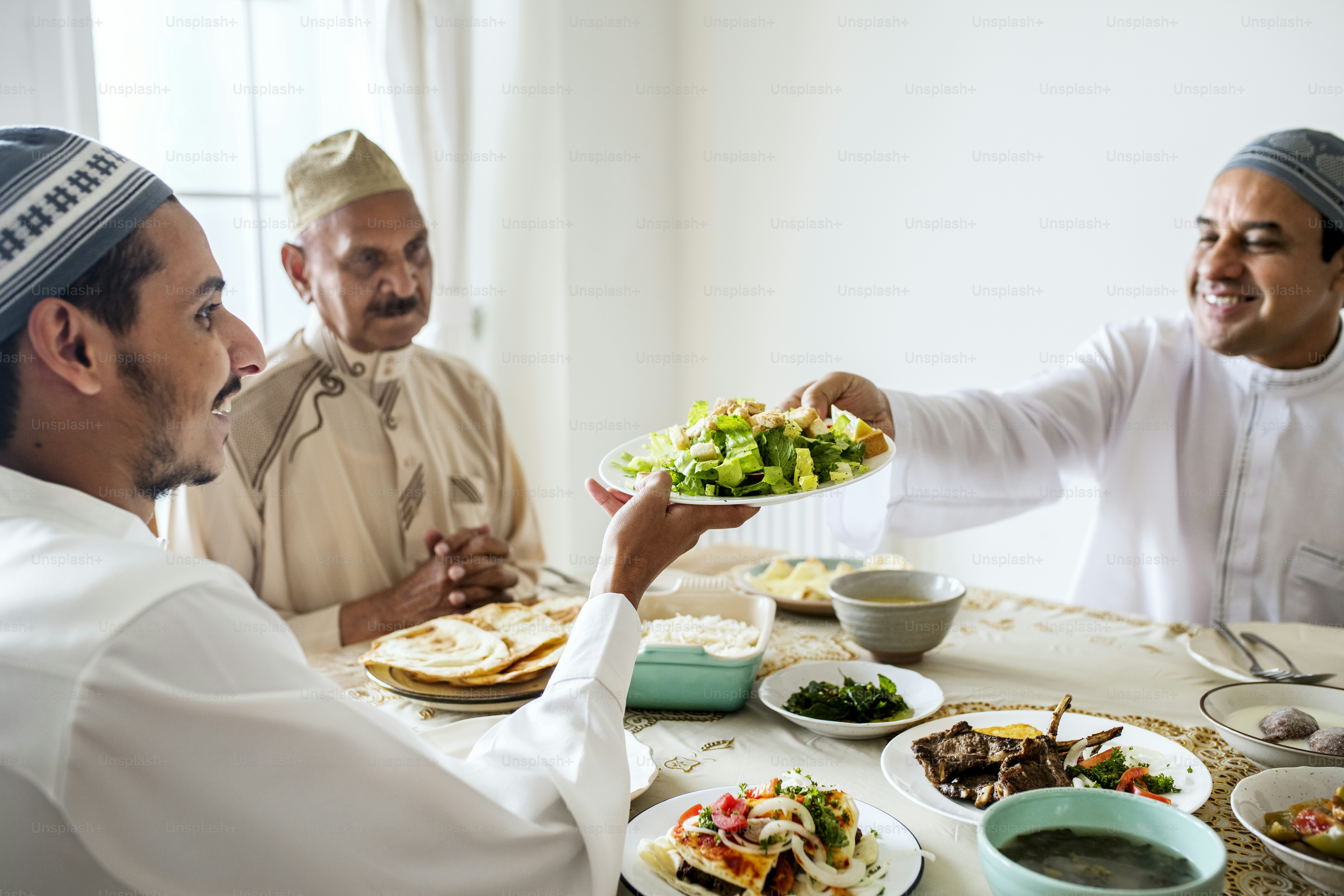 Muslim family having a Ramadan feast