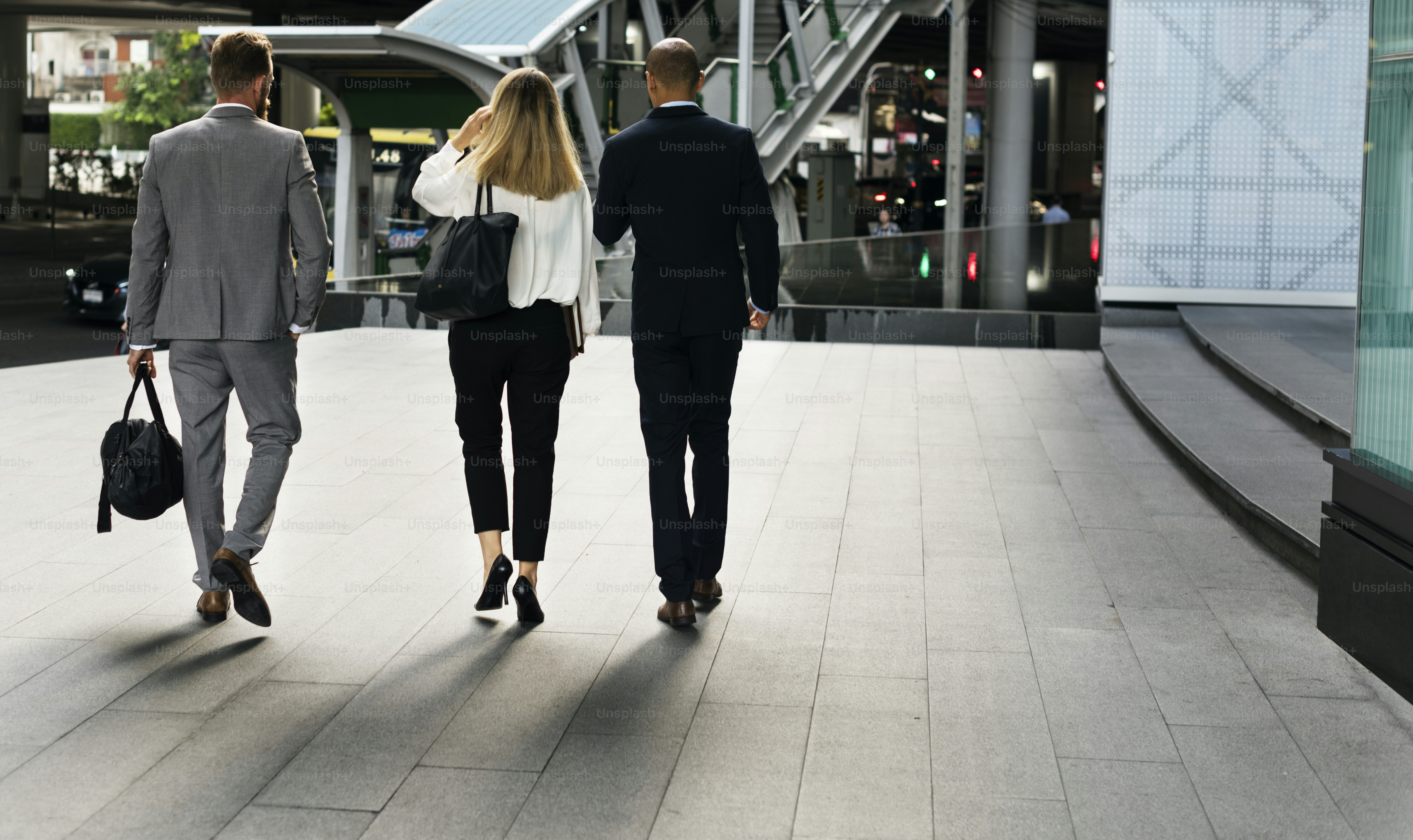 Businesspeople Men Women Walk Colleague