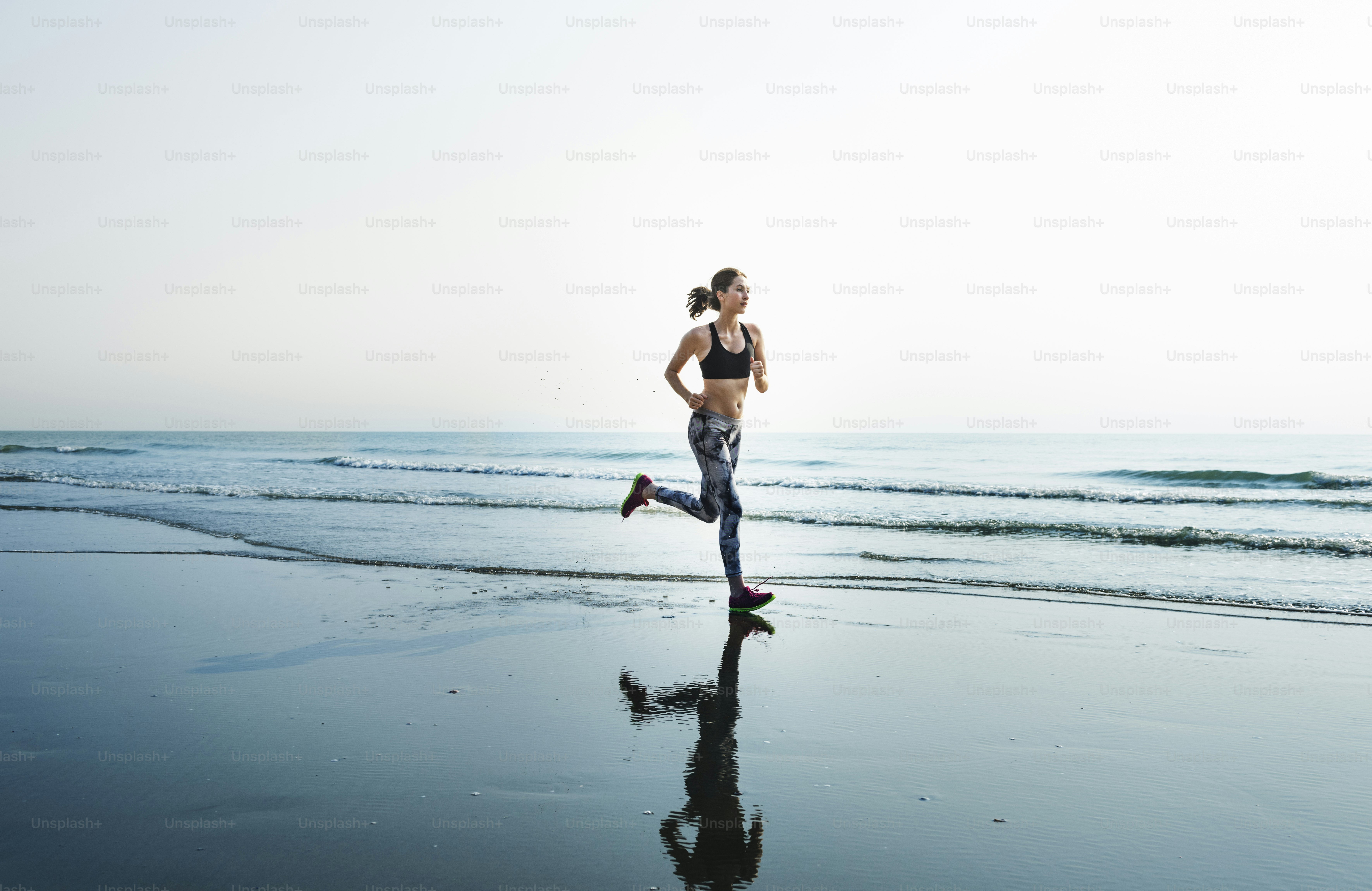Running Exercise Training Healthy Lifestyle Beach Concept