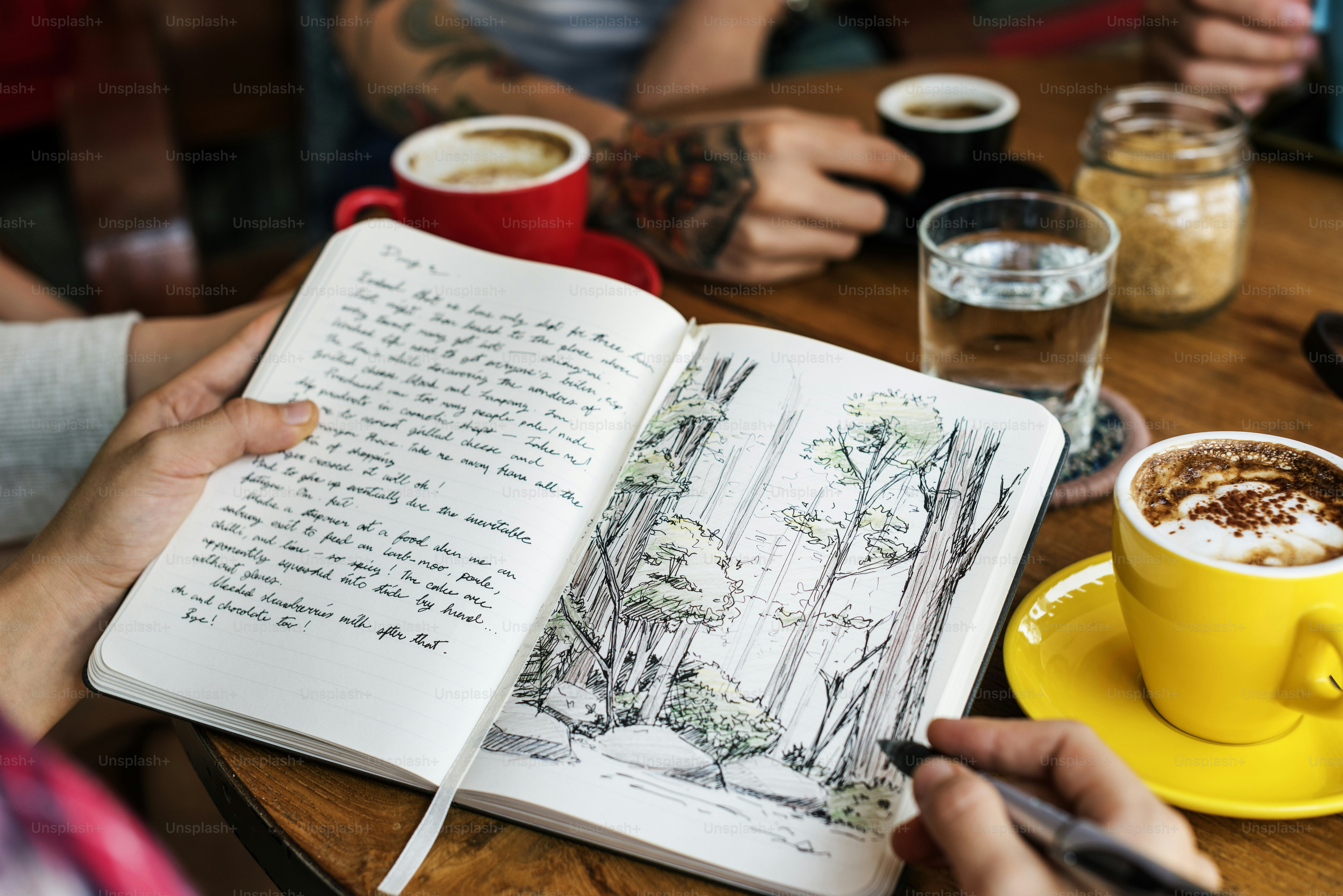 Coffee Table Drawing Nature Concept