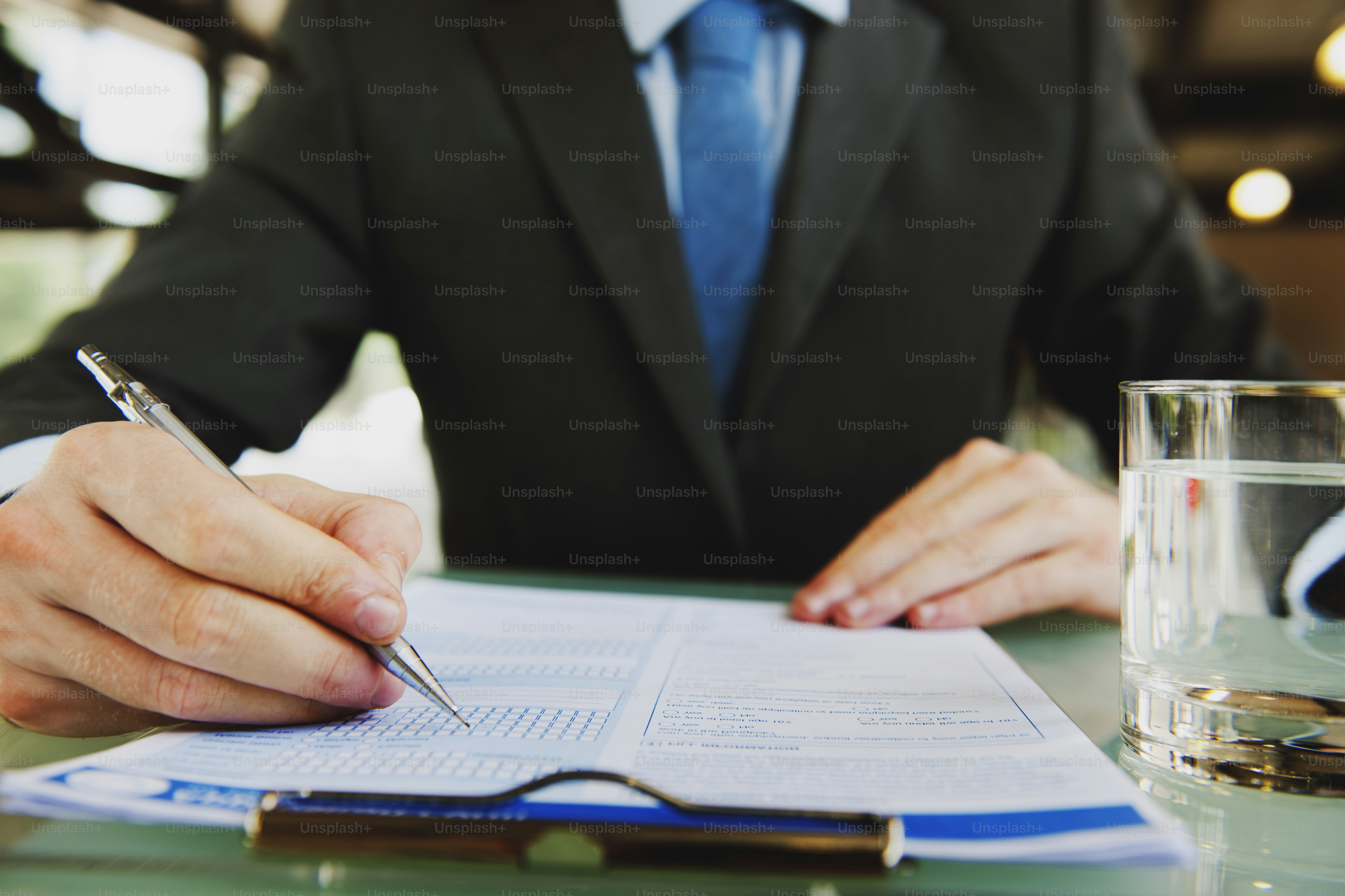 Businessman Writing Application Contract Working Concept