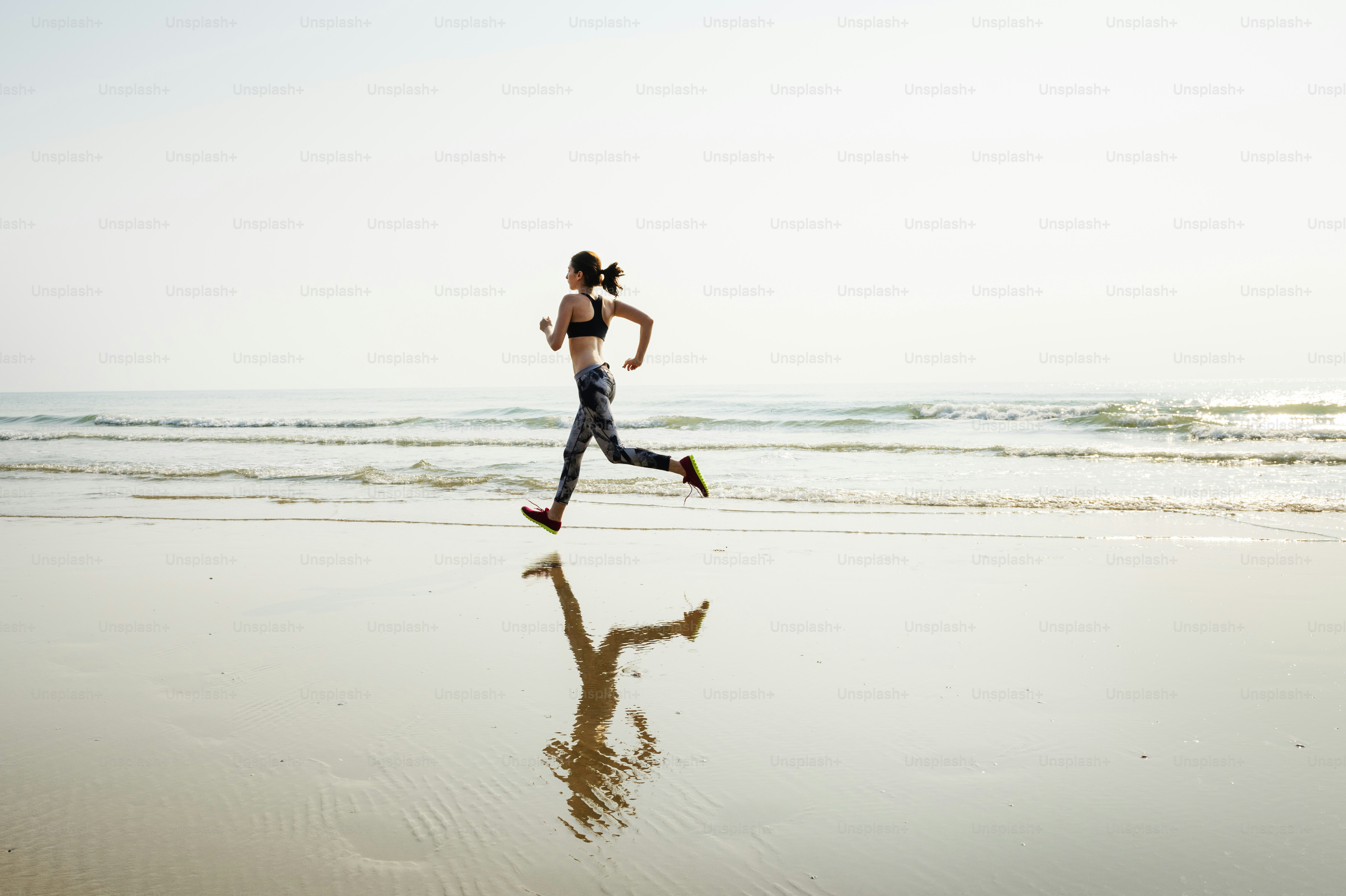 Running Exercise Training Healthy Lifestyle Beach Concept