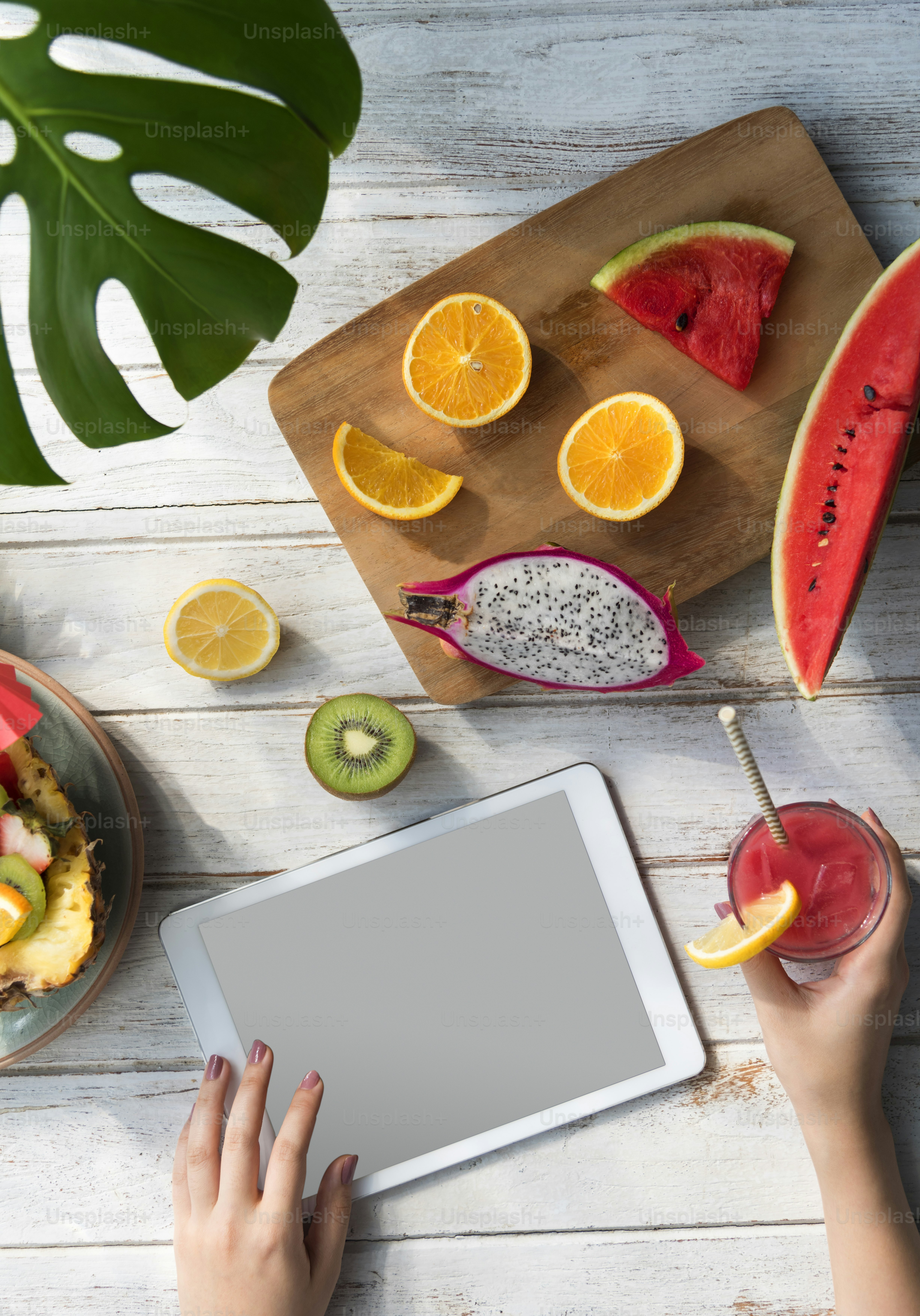 Mockup Copyspace Summer Fruits Digital Tablet Concept photo – Mockup ...
