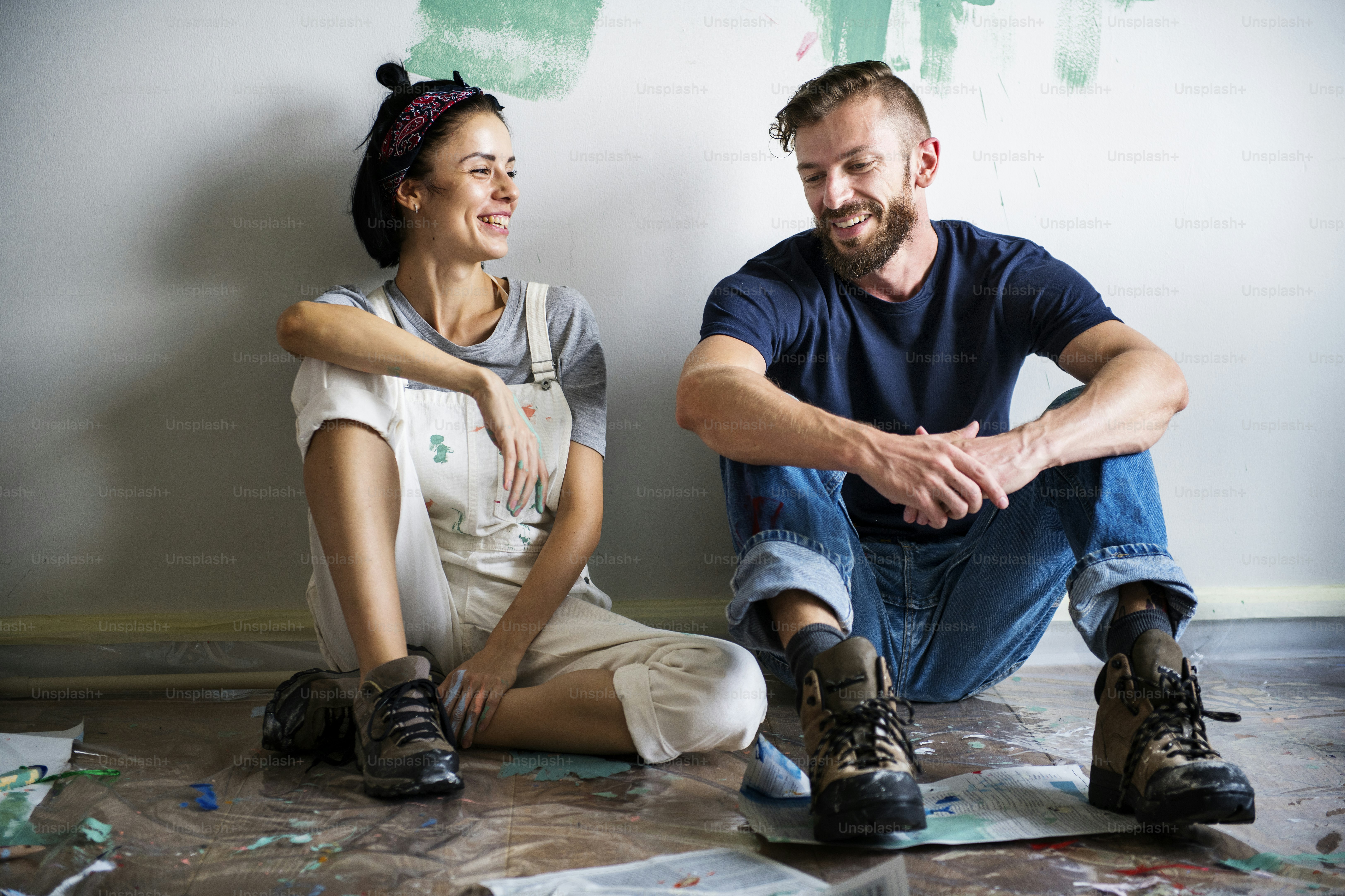 Couple renovating the house