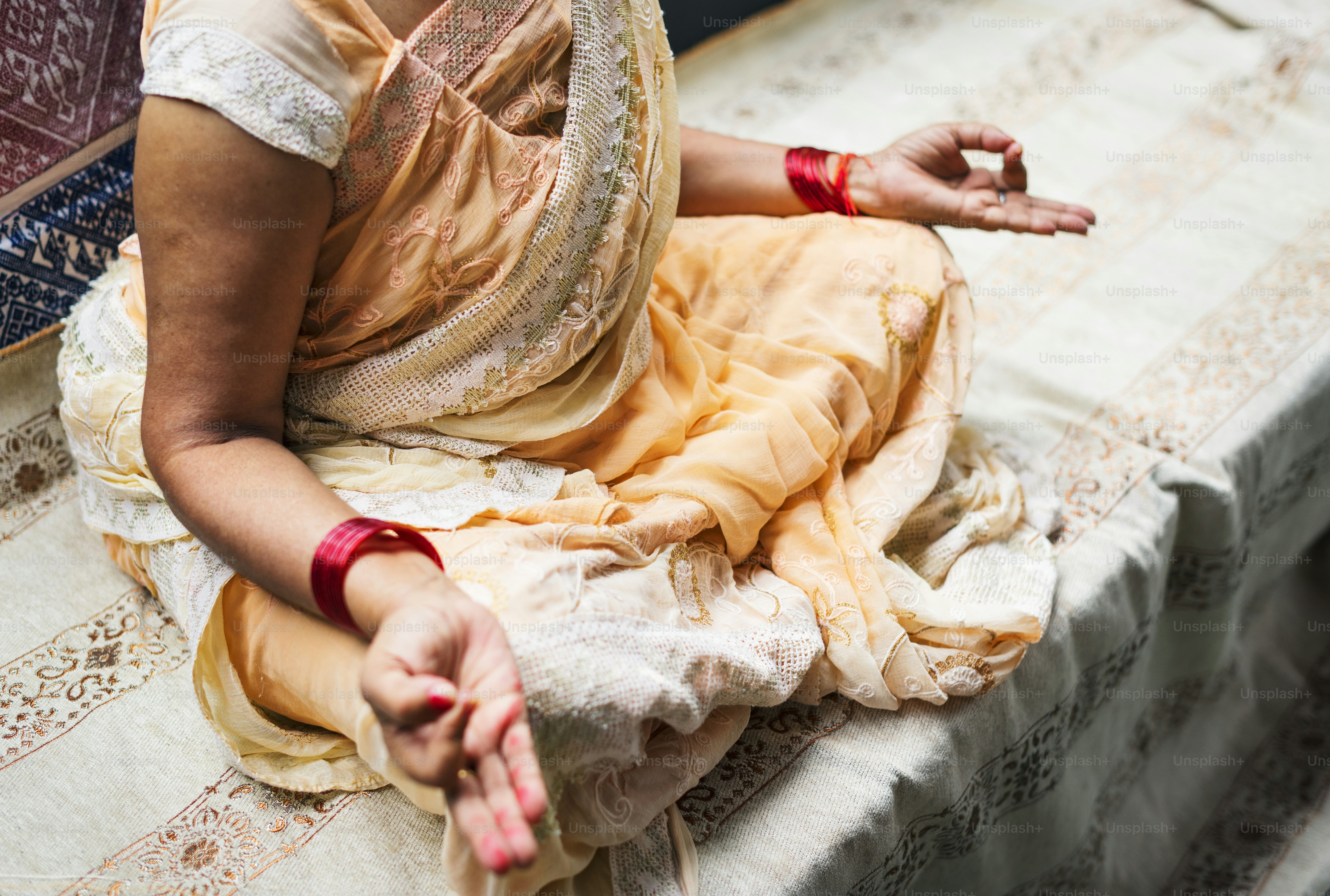 A meditating Indian woman