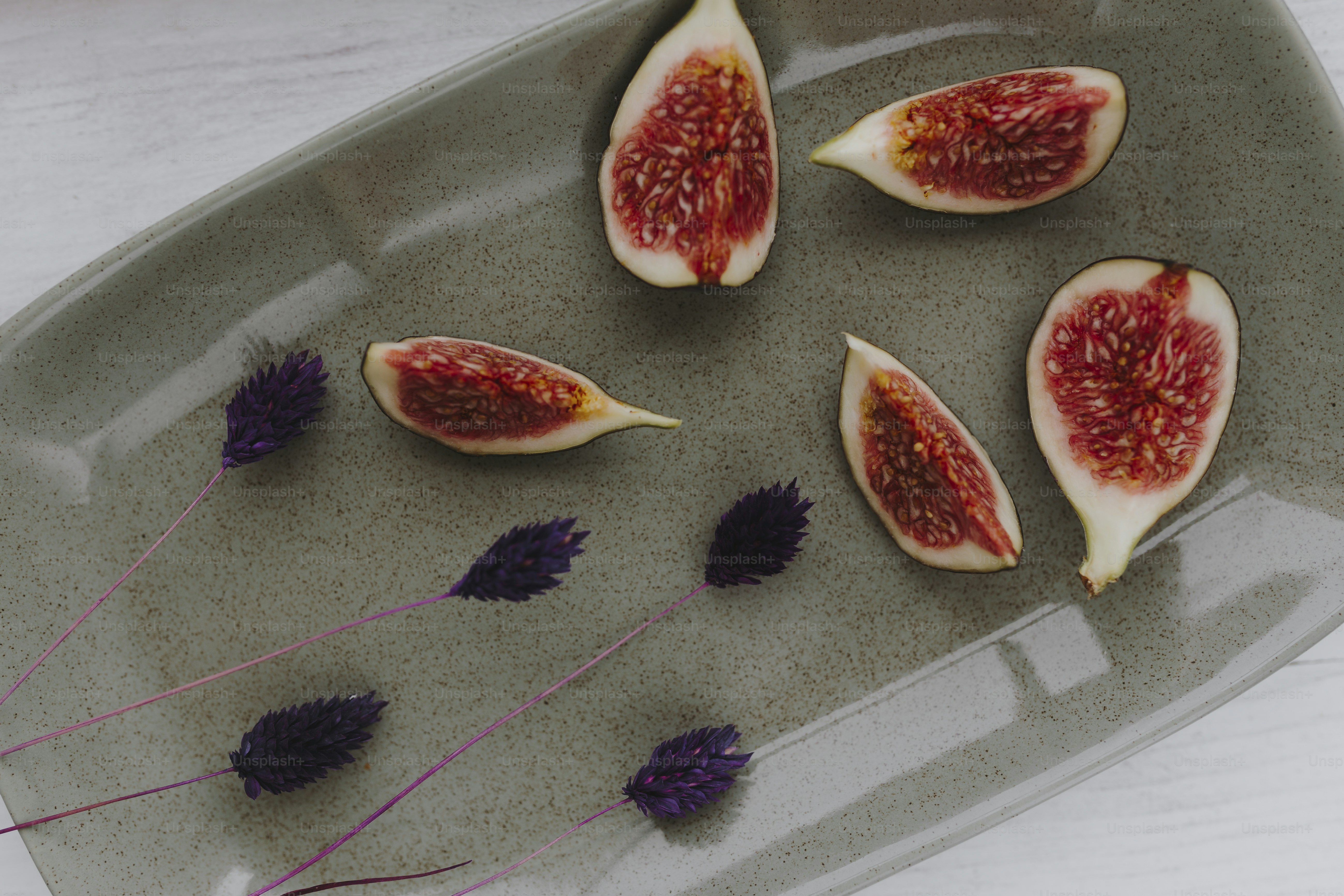 Fresh organic fig on a ceramic plate