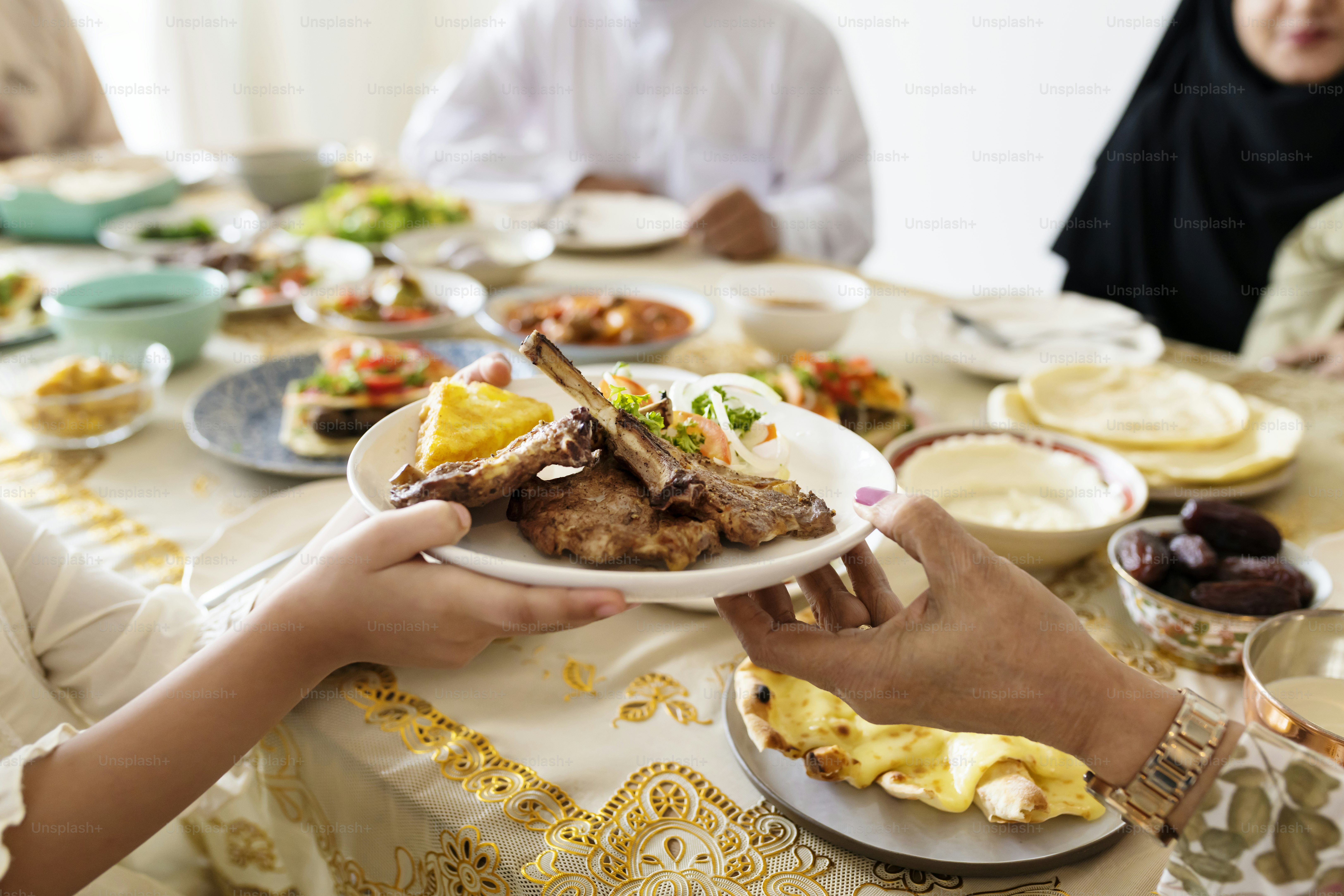 Muslim family having a Ramadan feast