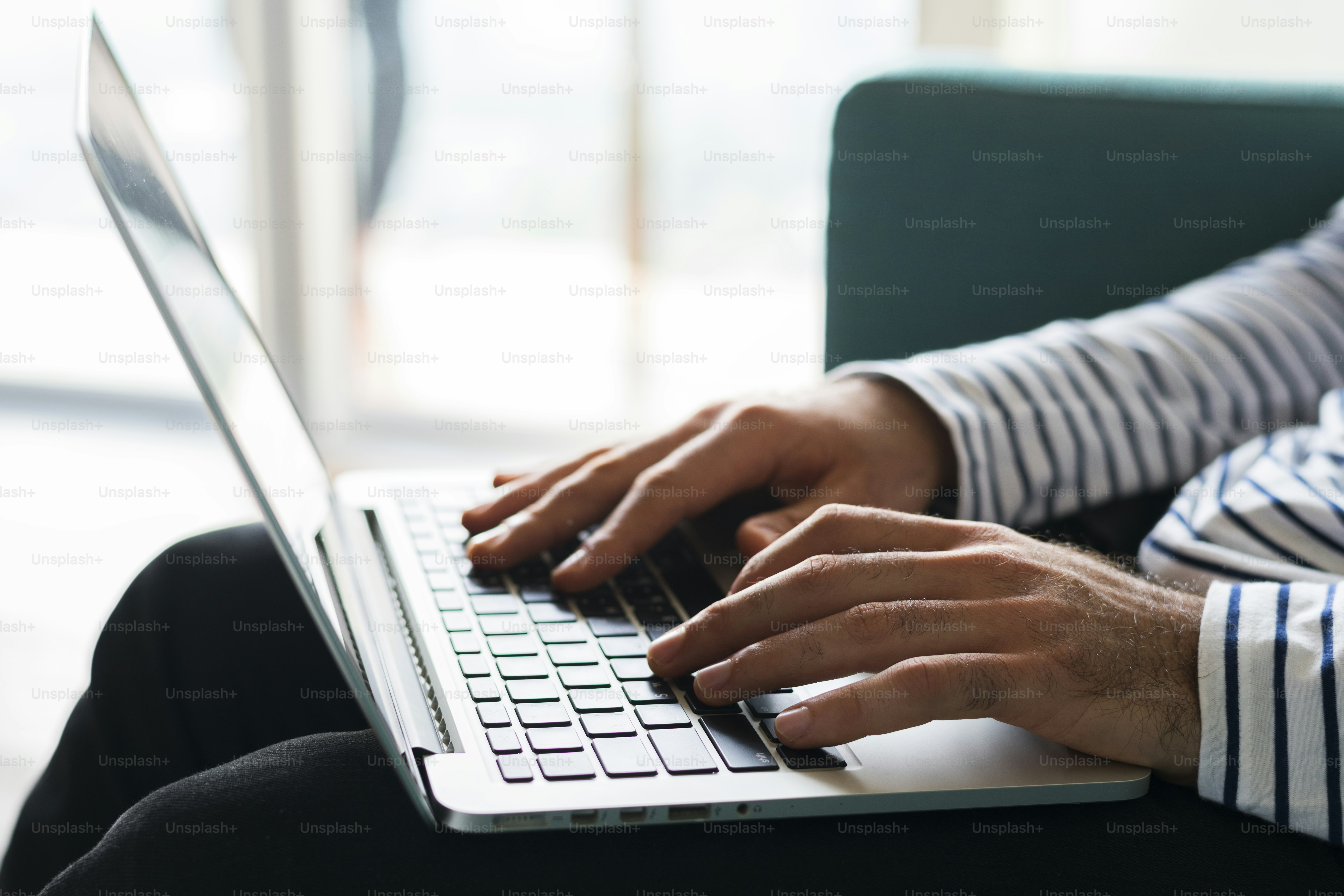 Man using laptop for work