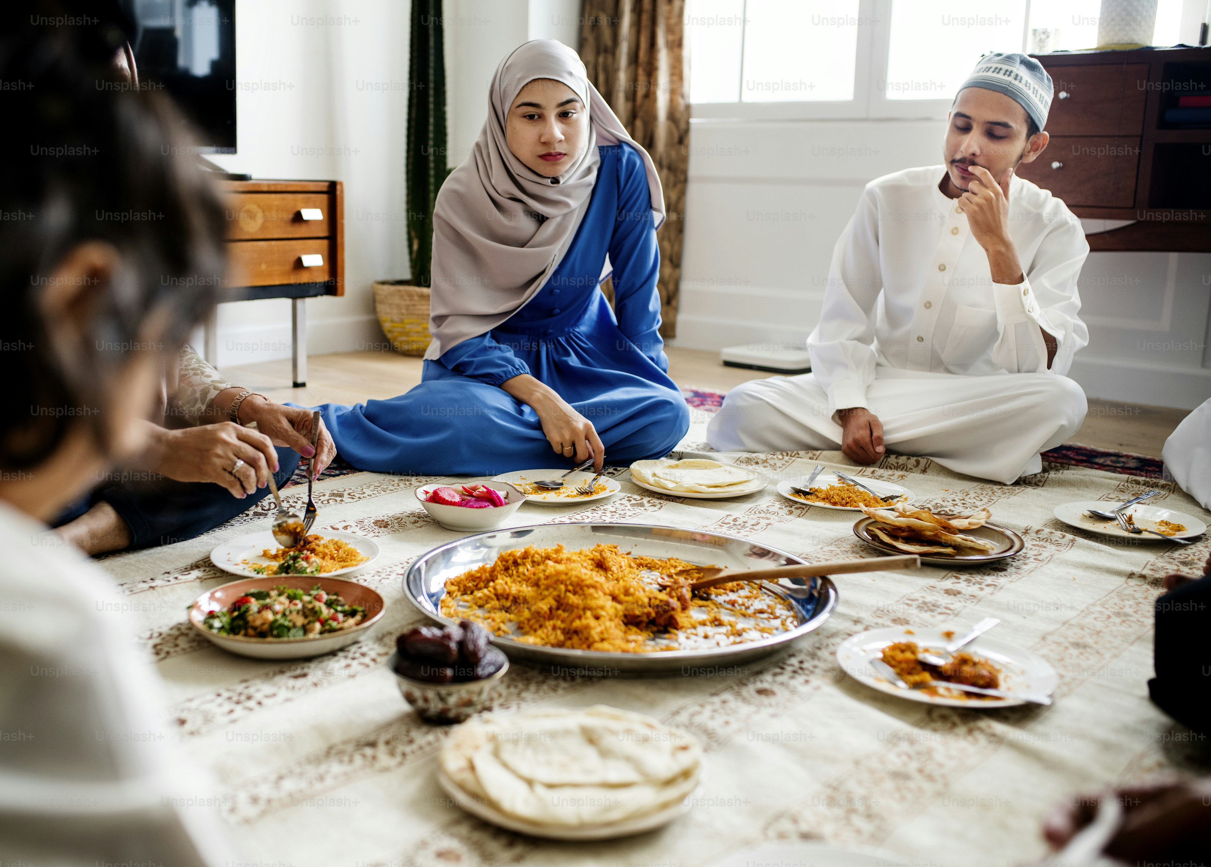 Community Iftar gathering with shared meal