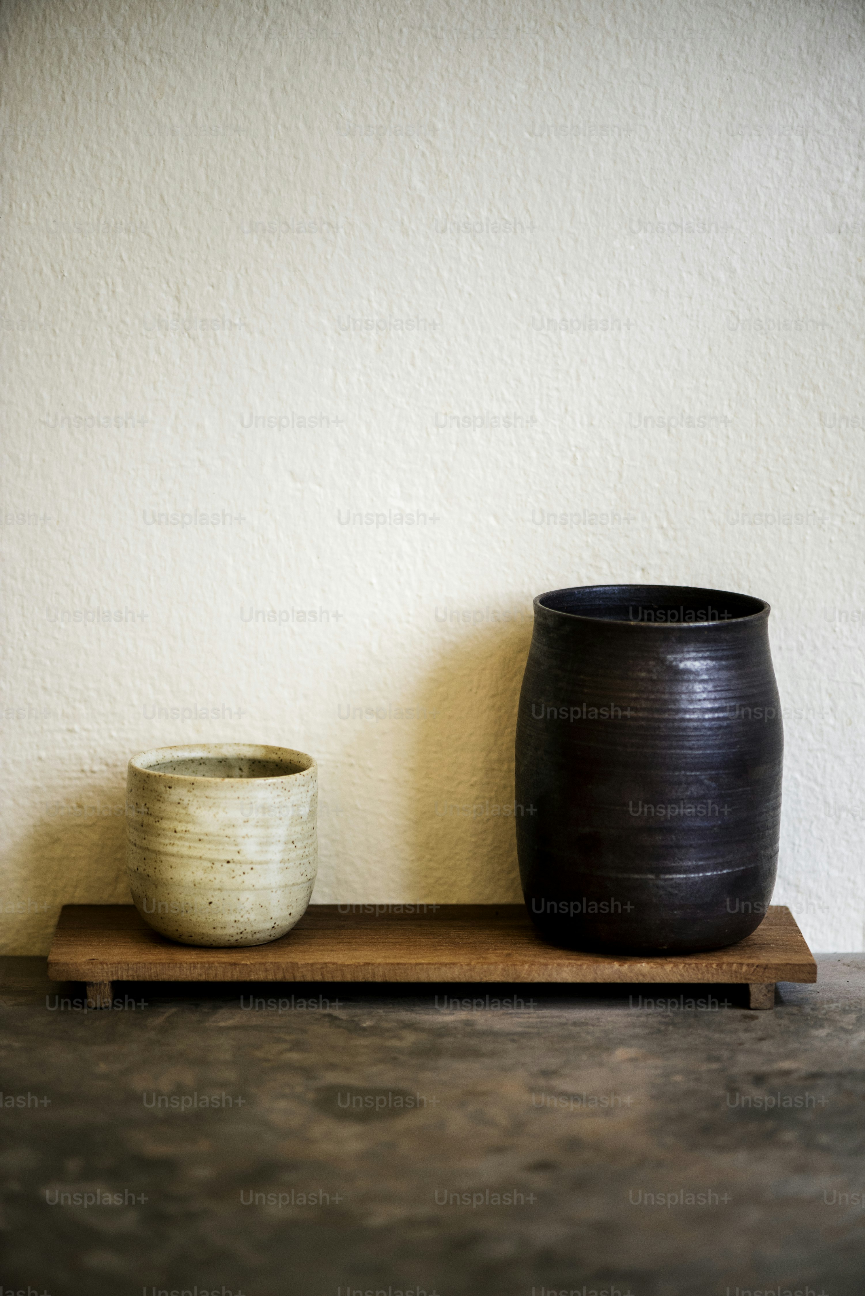 Ceramic cups display