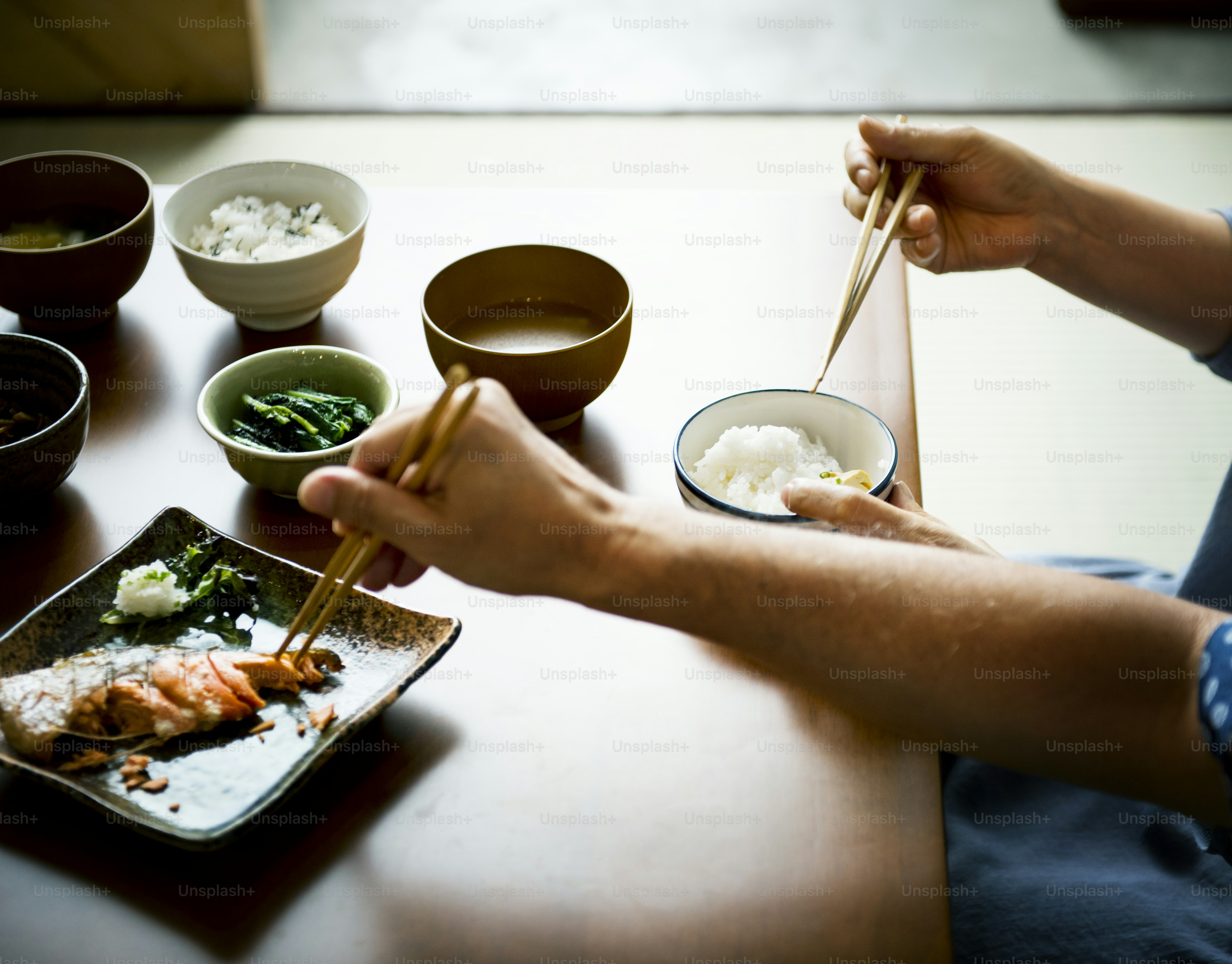 Japanese food set on the table