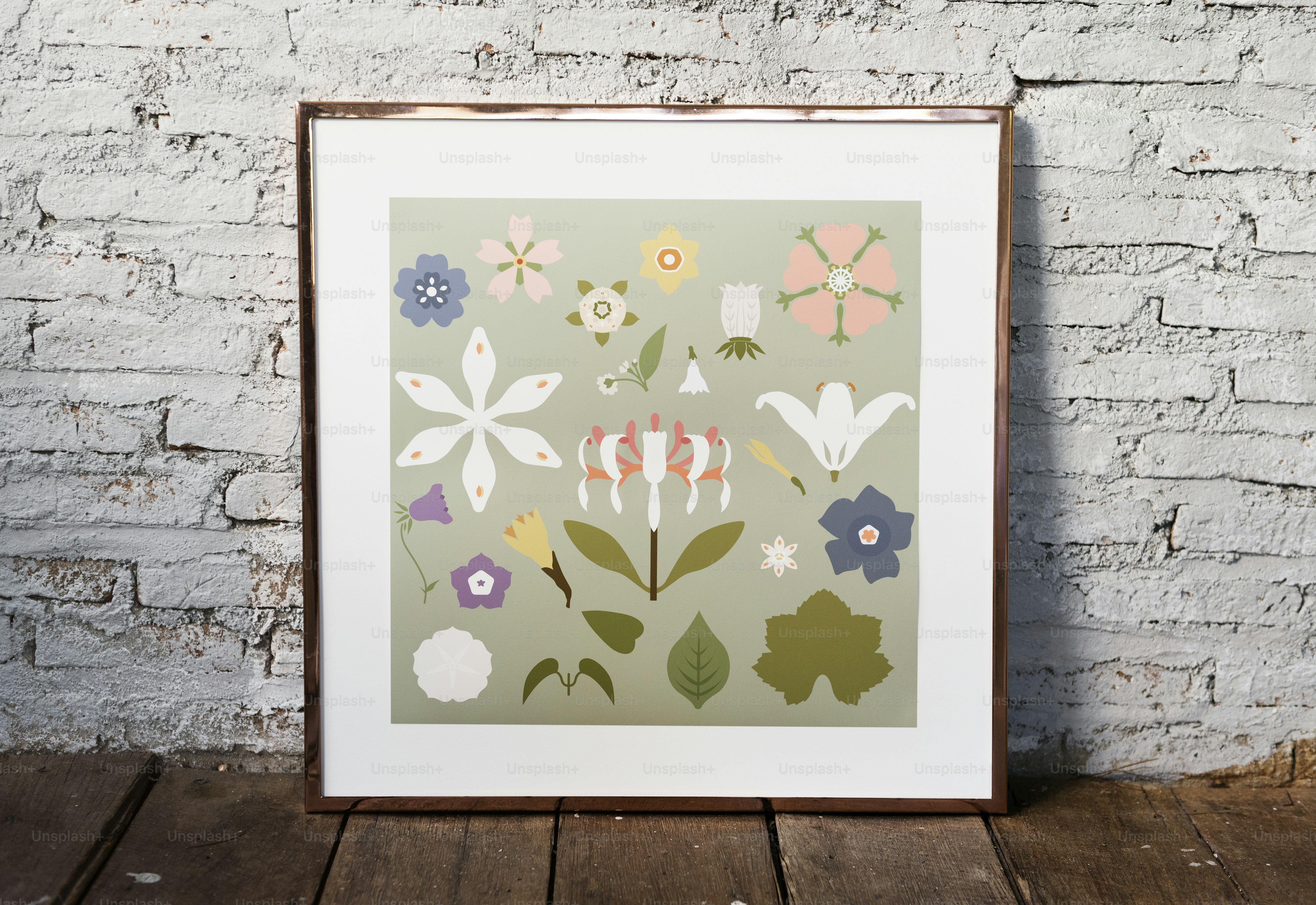 그림은 프레임에 손으로 그림을 그리는 꽃 컬렉션을 이동합니다.