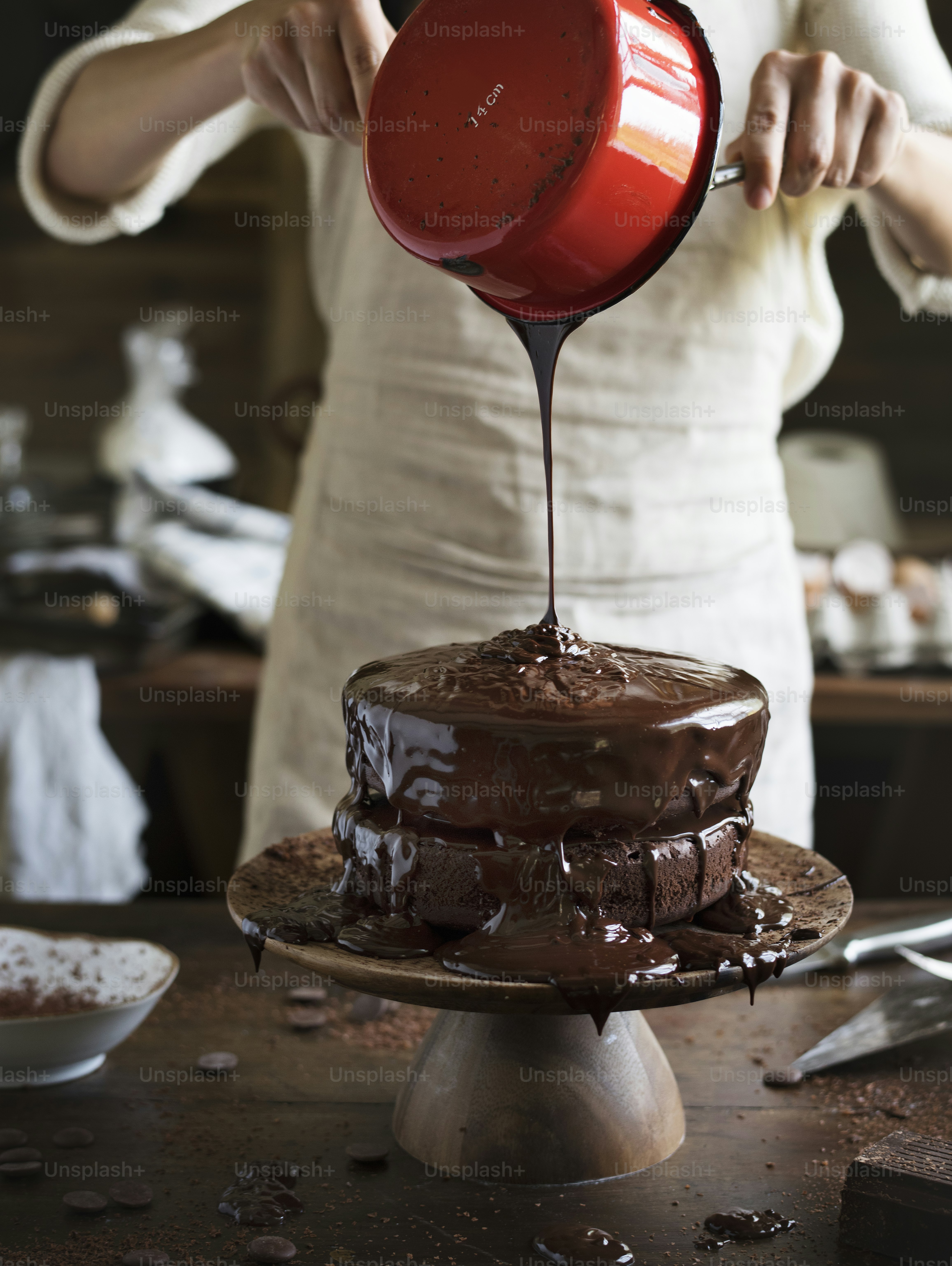 Chocolate cake food photography recipe idea