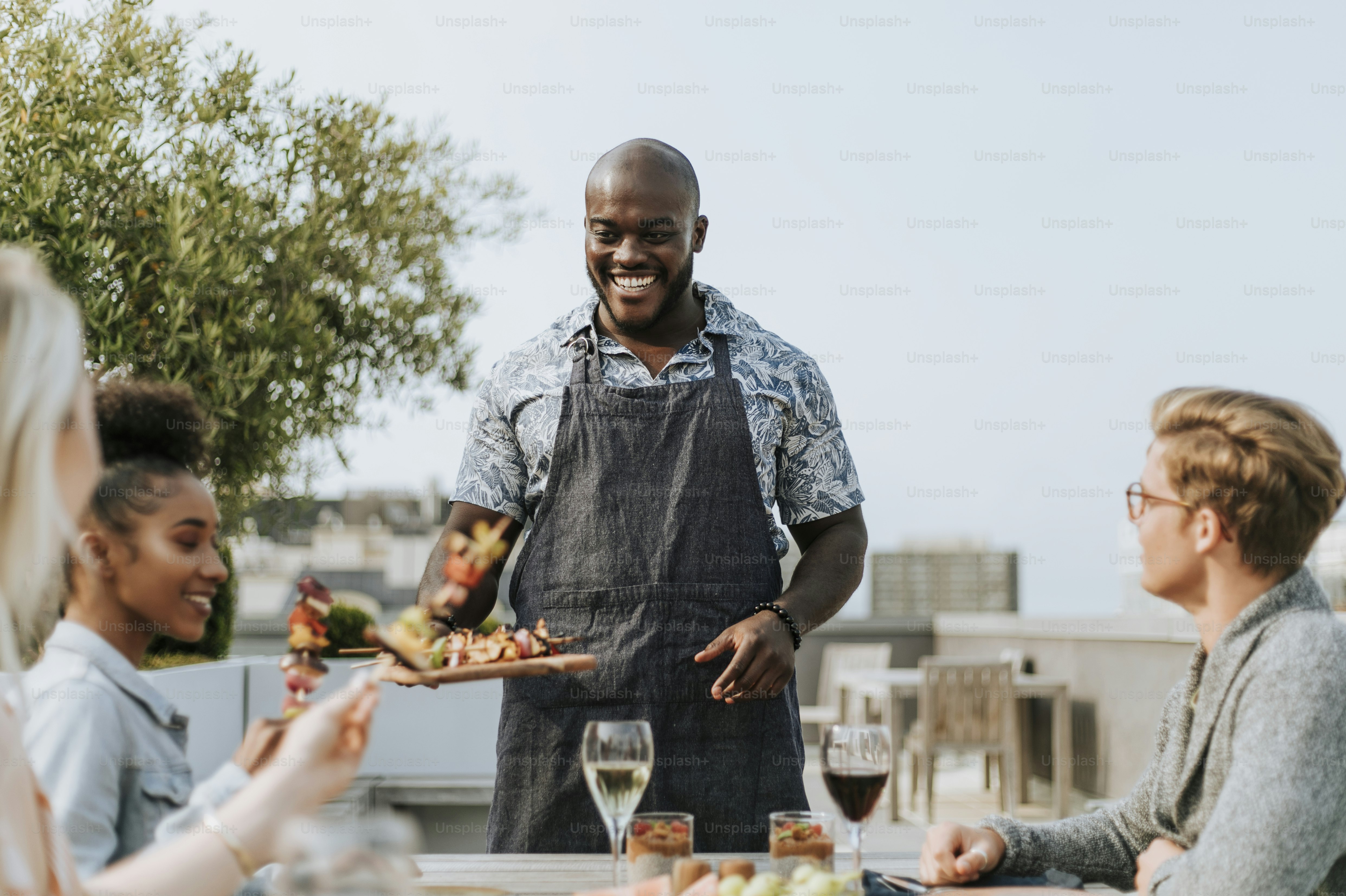 Diverse friends having party