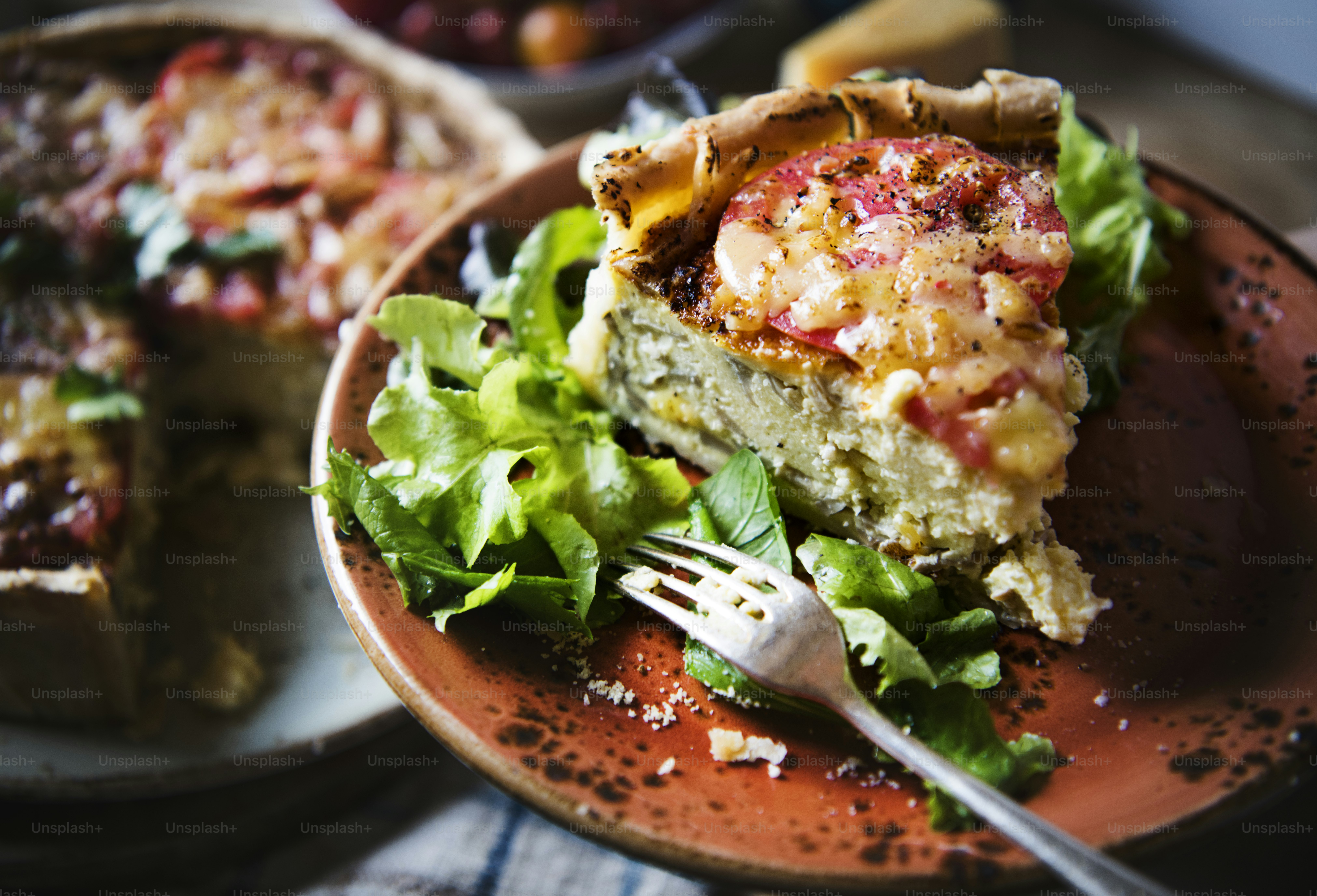 Rezeptidee für Pilz-Quiche-Food-Fotografie