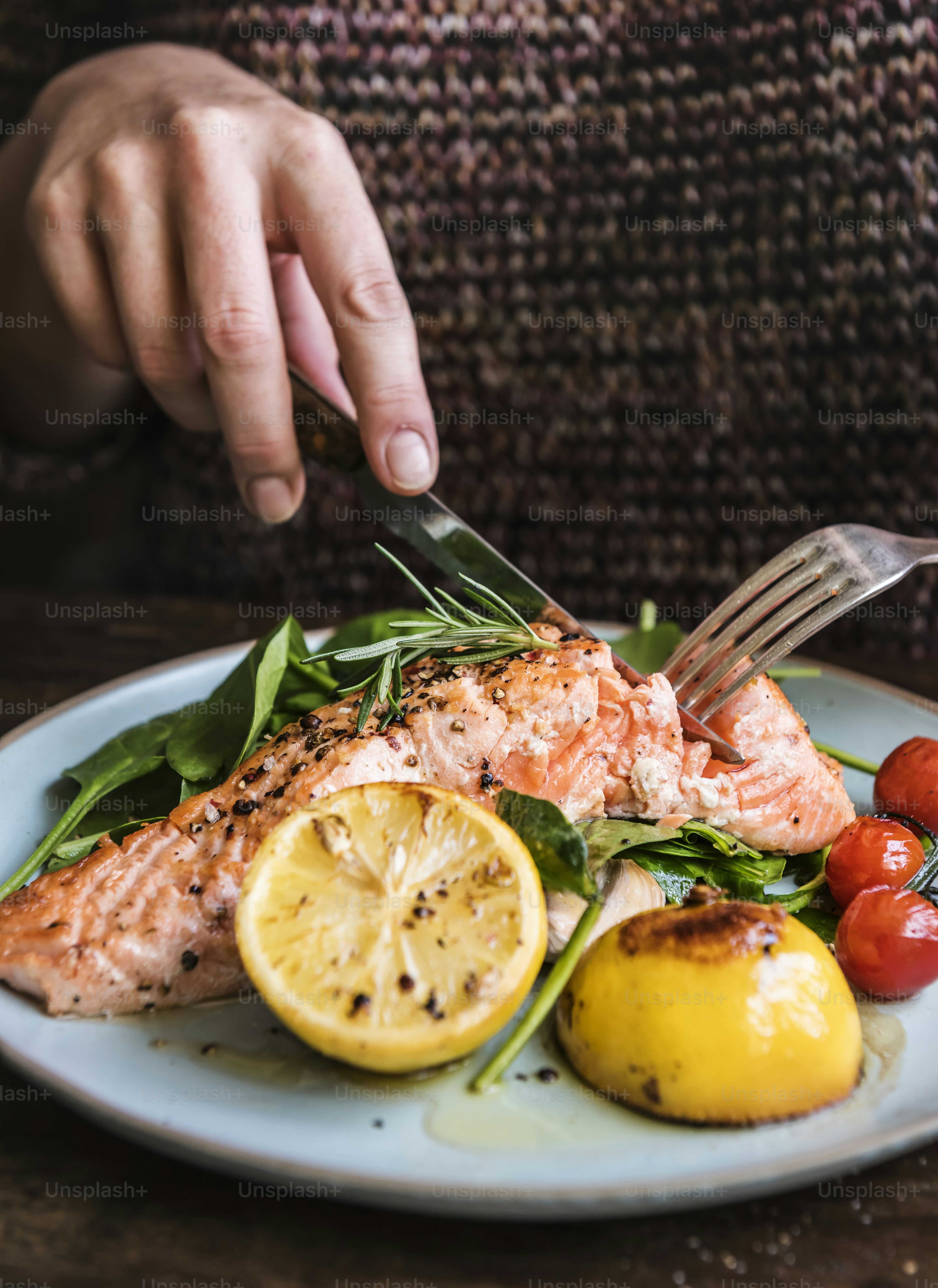 Rezeptidee für gebackenen Lachs für die Lebensmittelfotografie