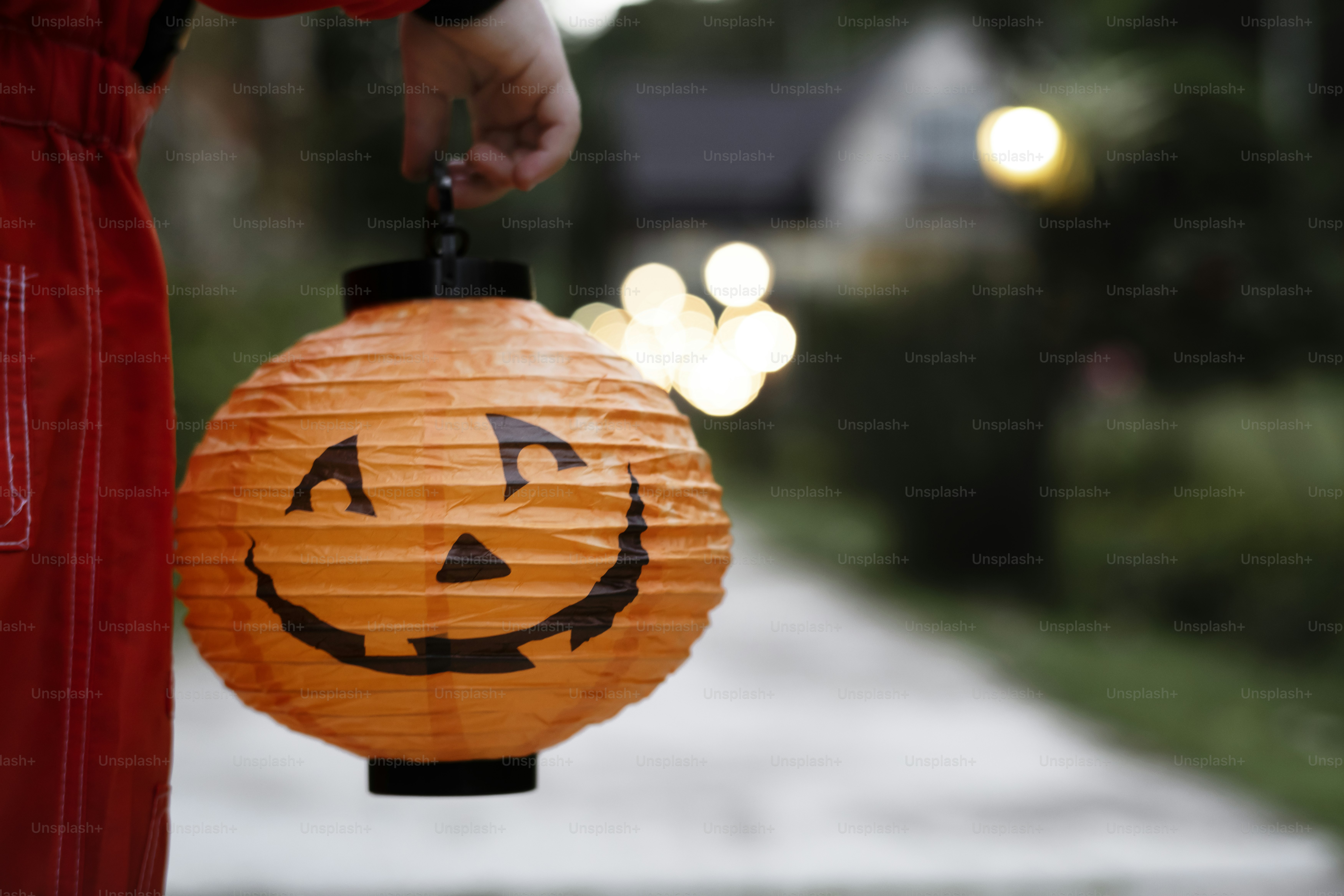 Ragazzino che tiene una lanterna di Halloween