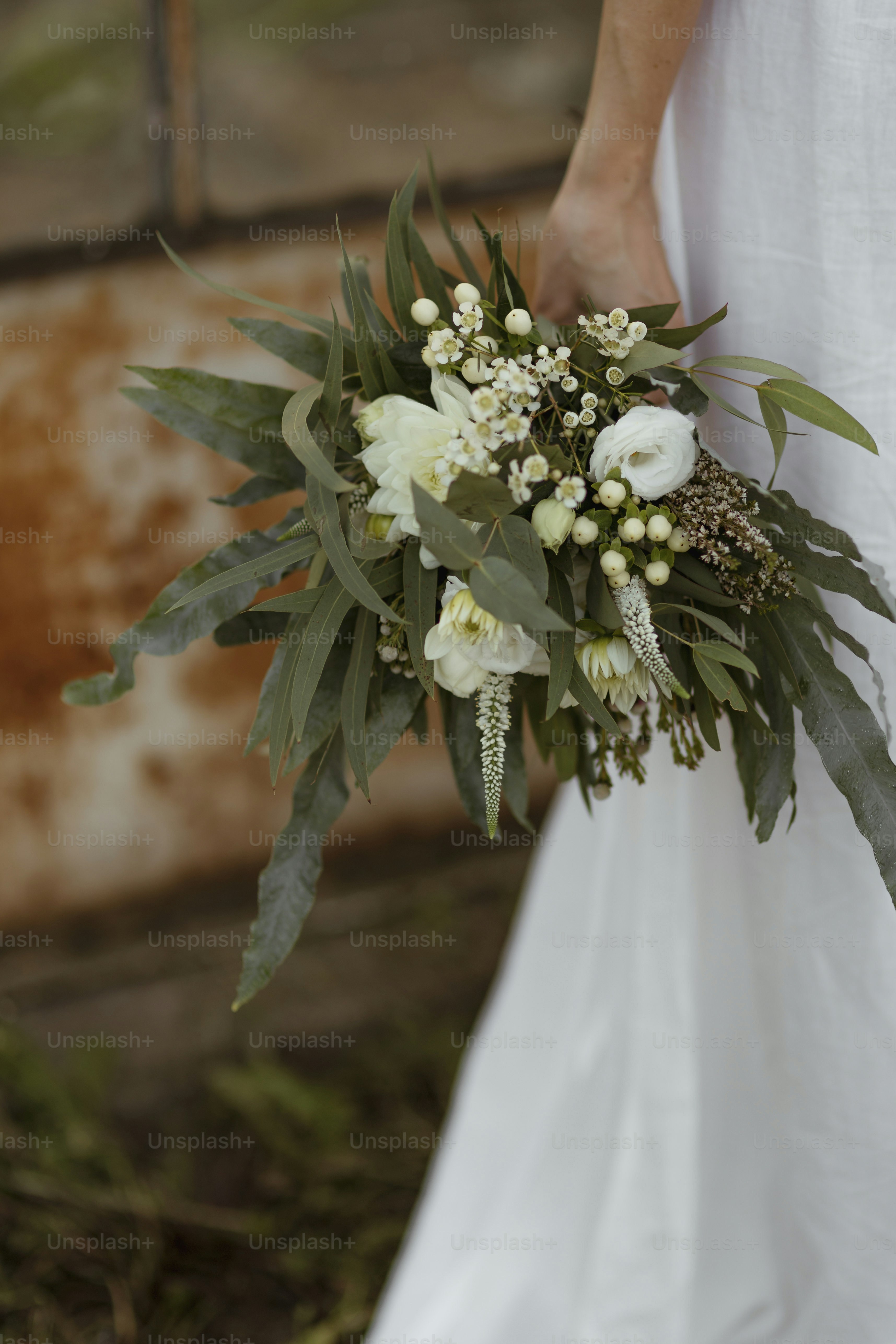 Bride holding a bouquet of flowers