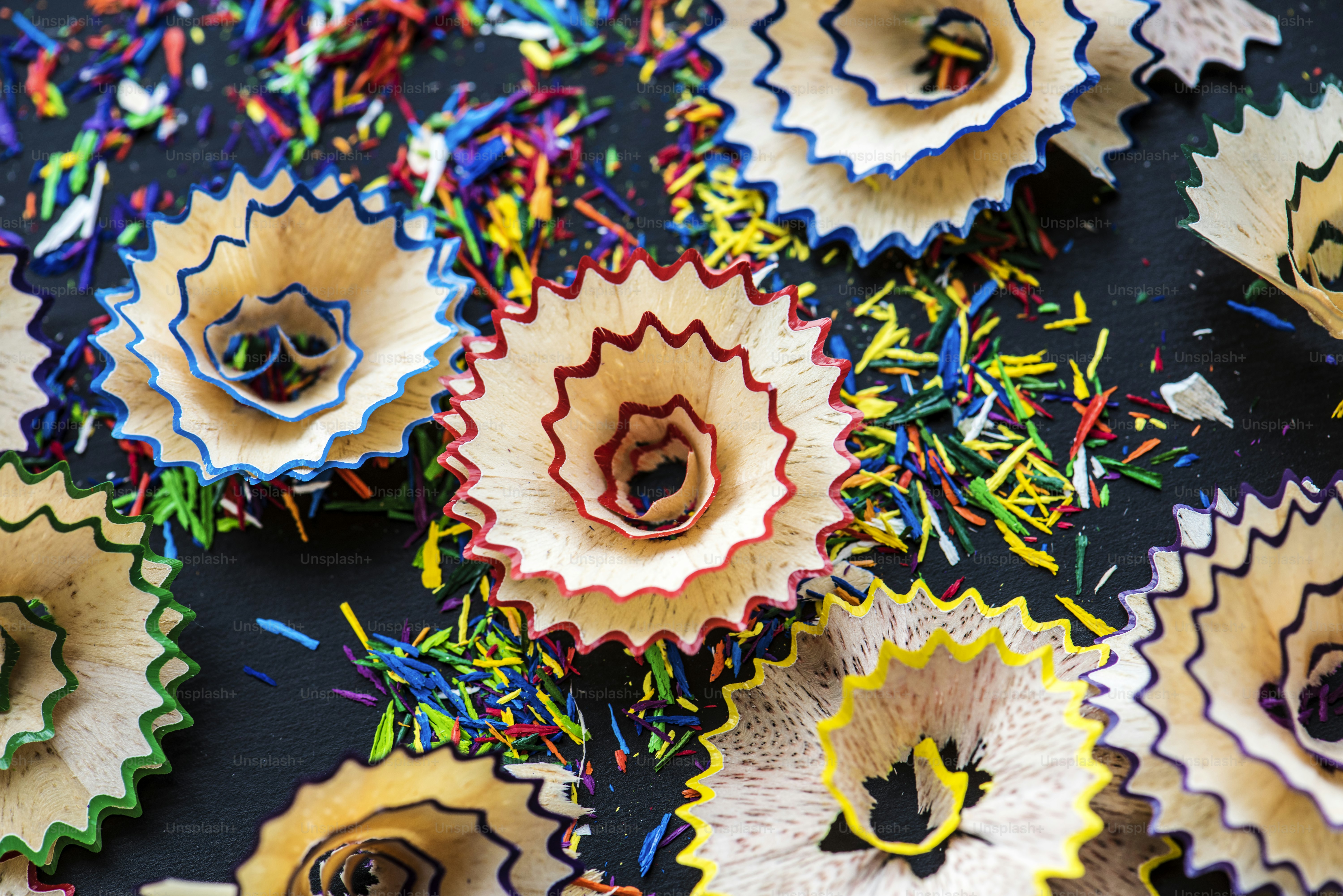 Closeup of colorful color pencil stationery