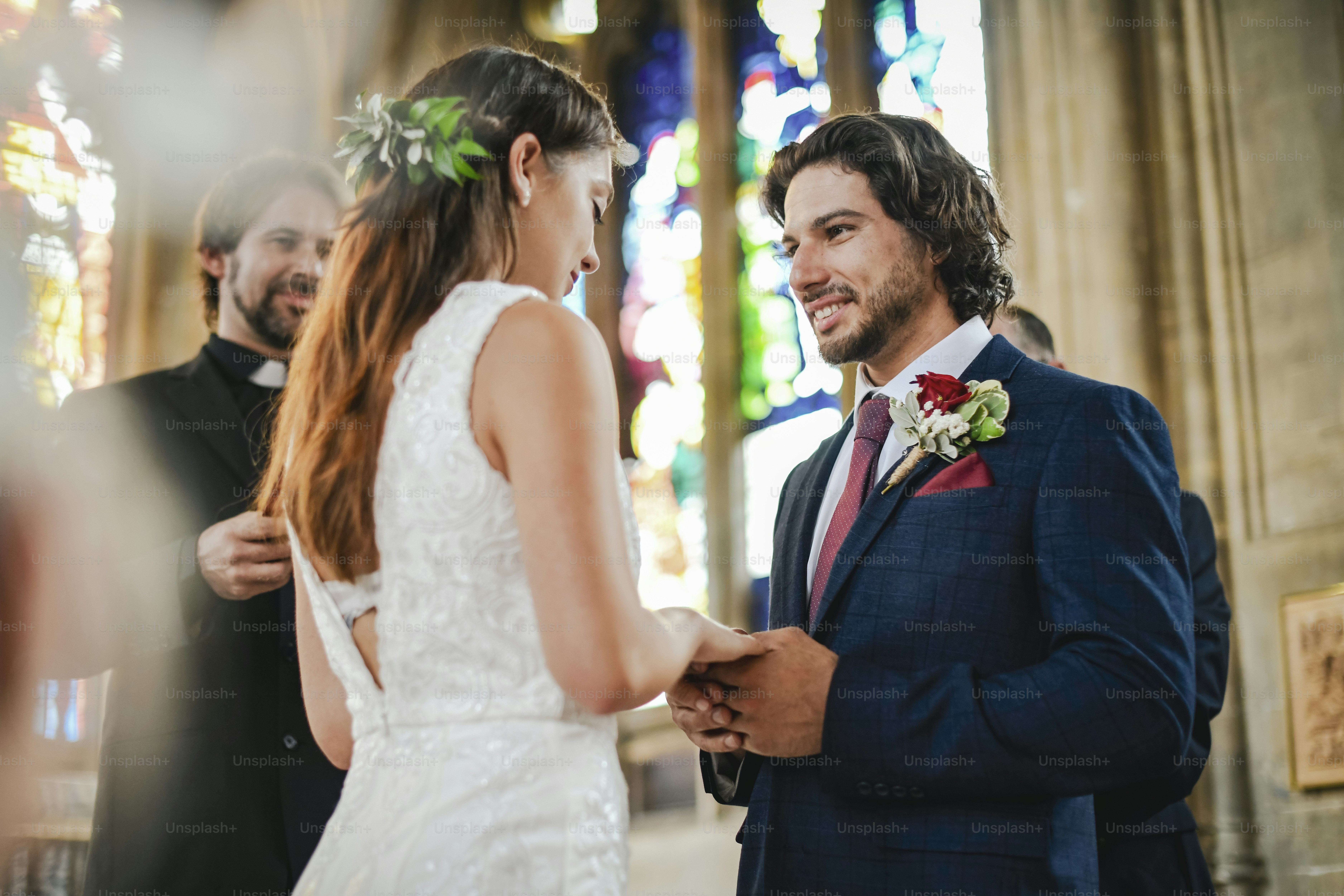 Bride and groom at the altar