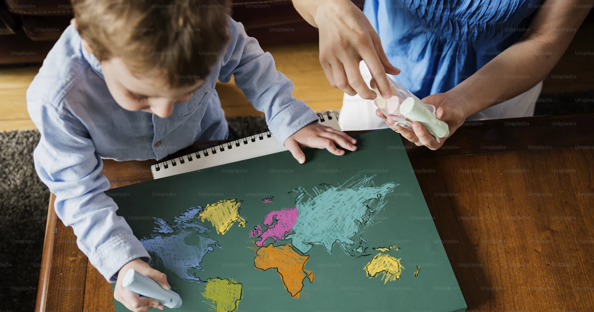 Elearning Map Graphics Children education learning with cartography mapping graphic photo ...
