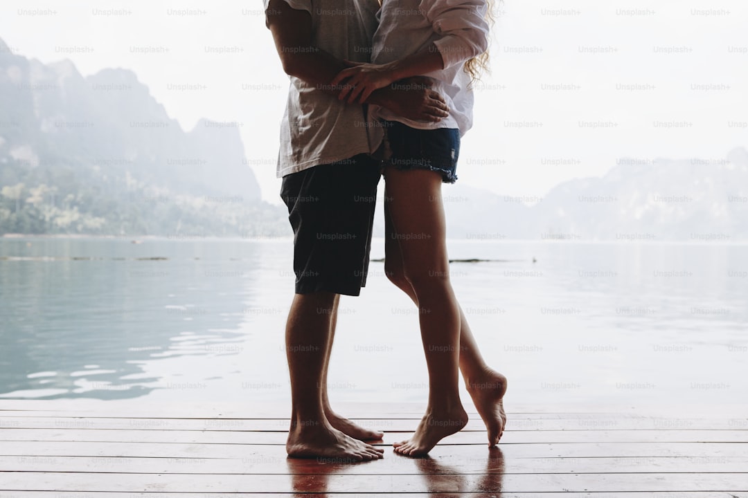 Traveling couple having a romantic moment