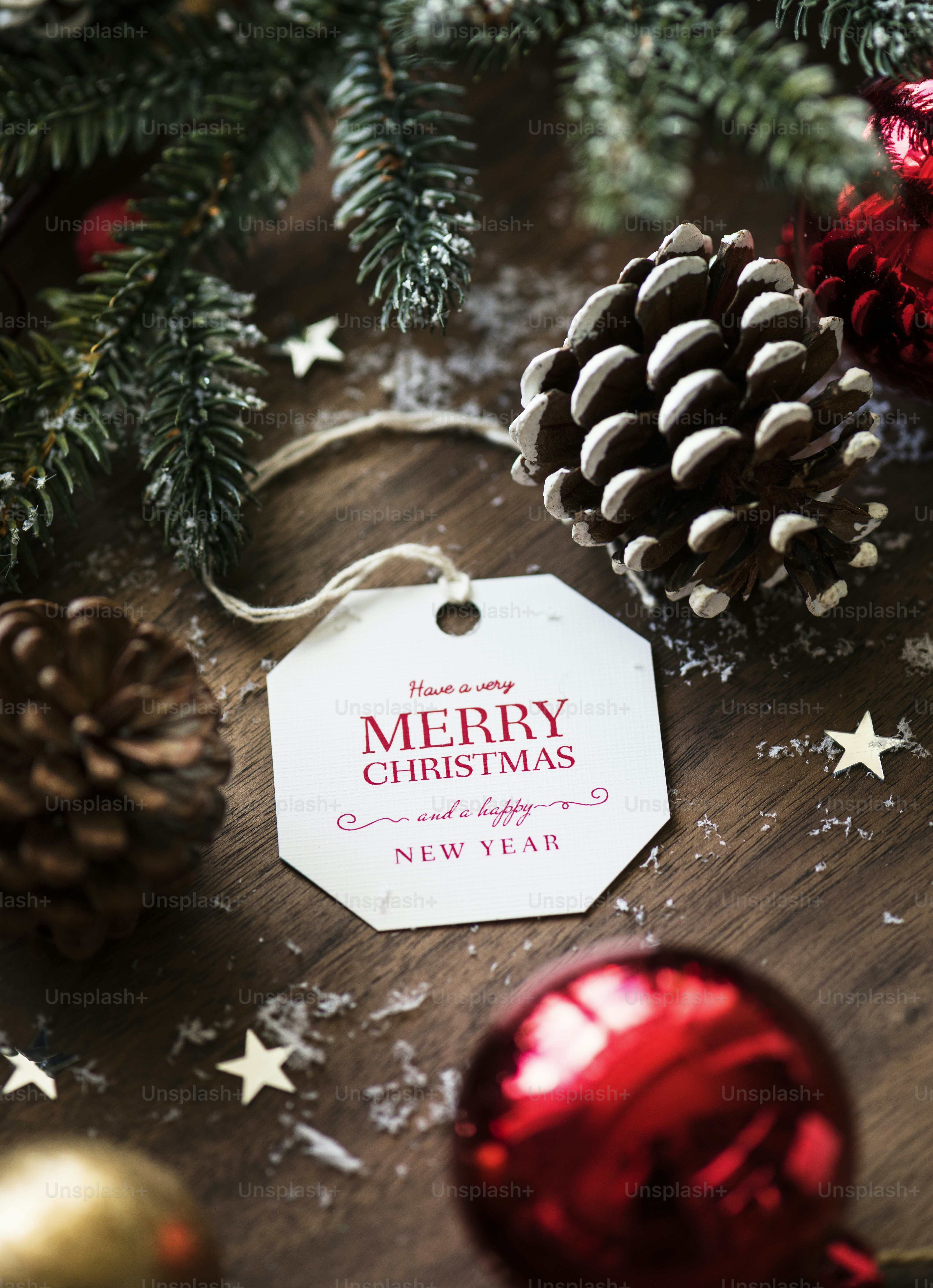 クリスマスの願い事カードタグのクローズアップ