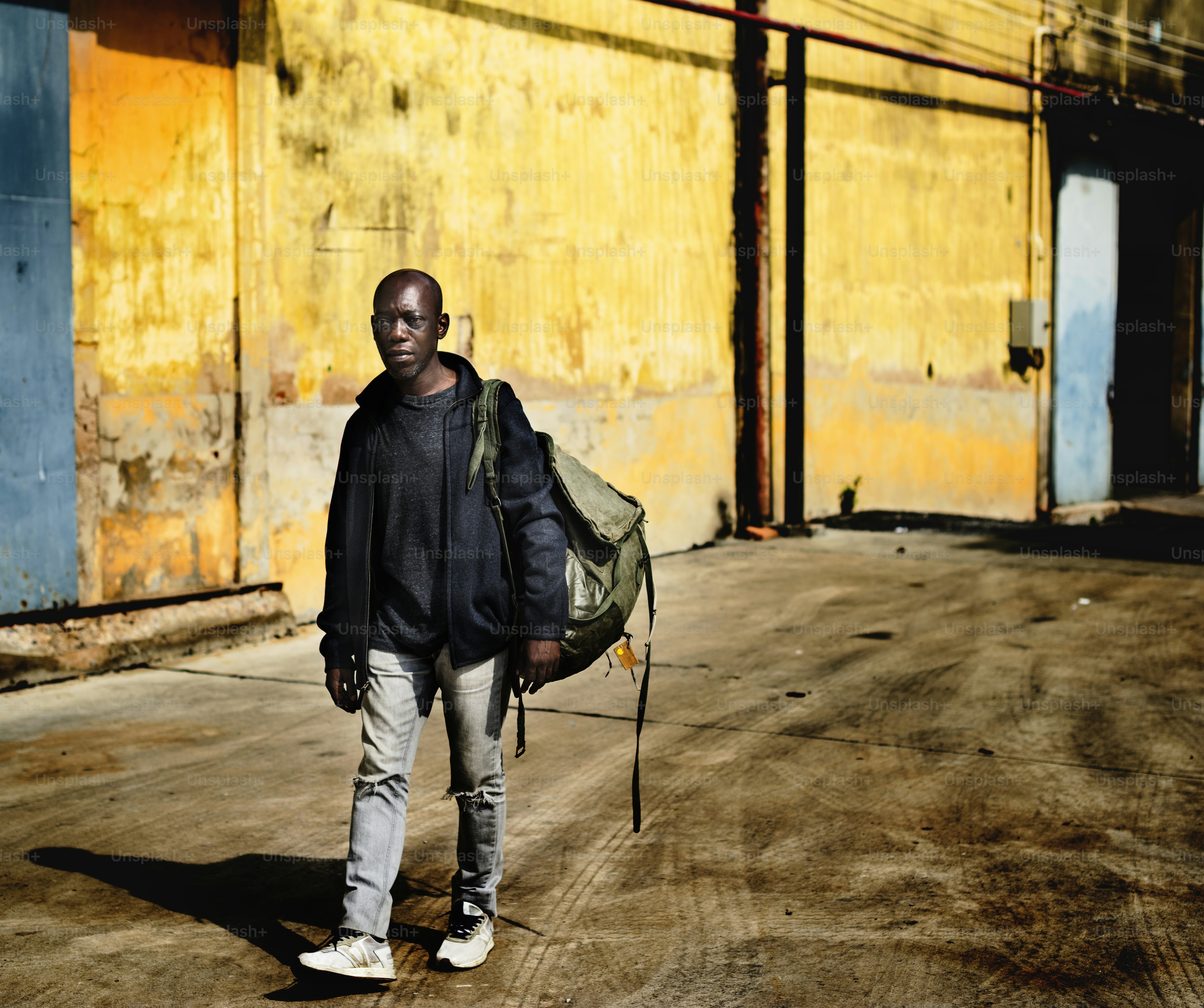 Black guy walking on outside