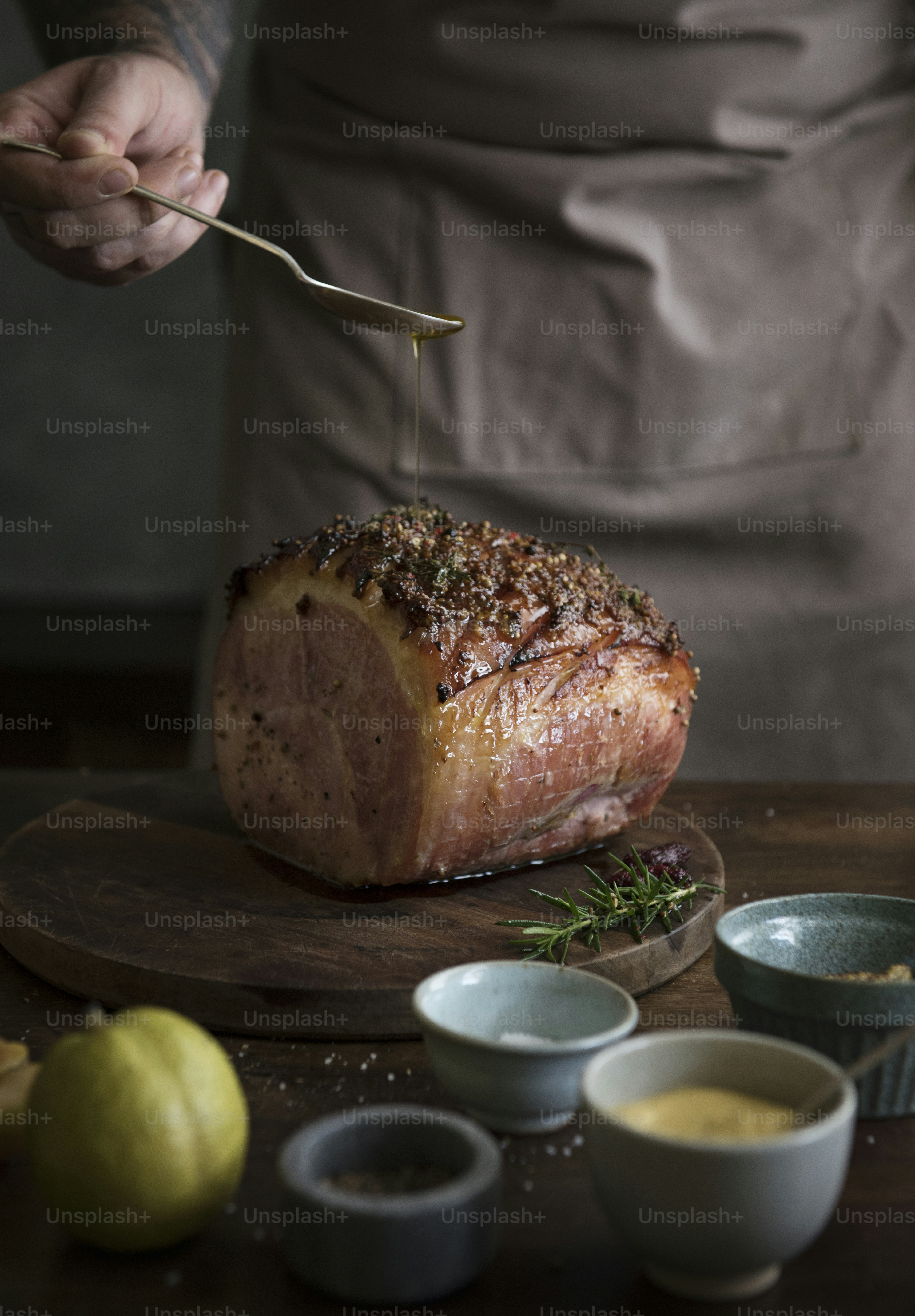 Baked ham food photography recipe idea